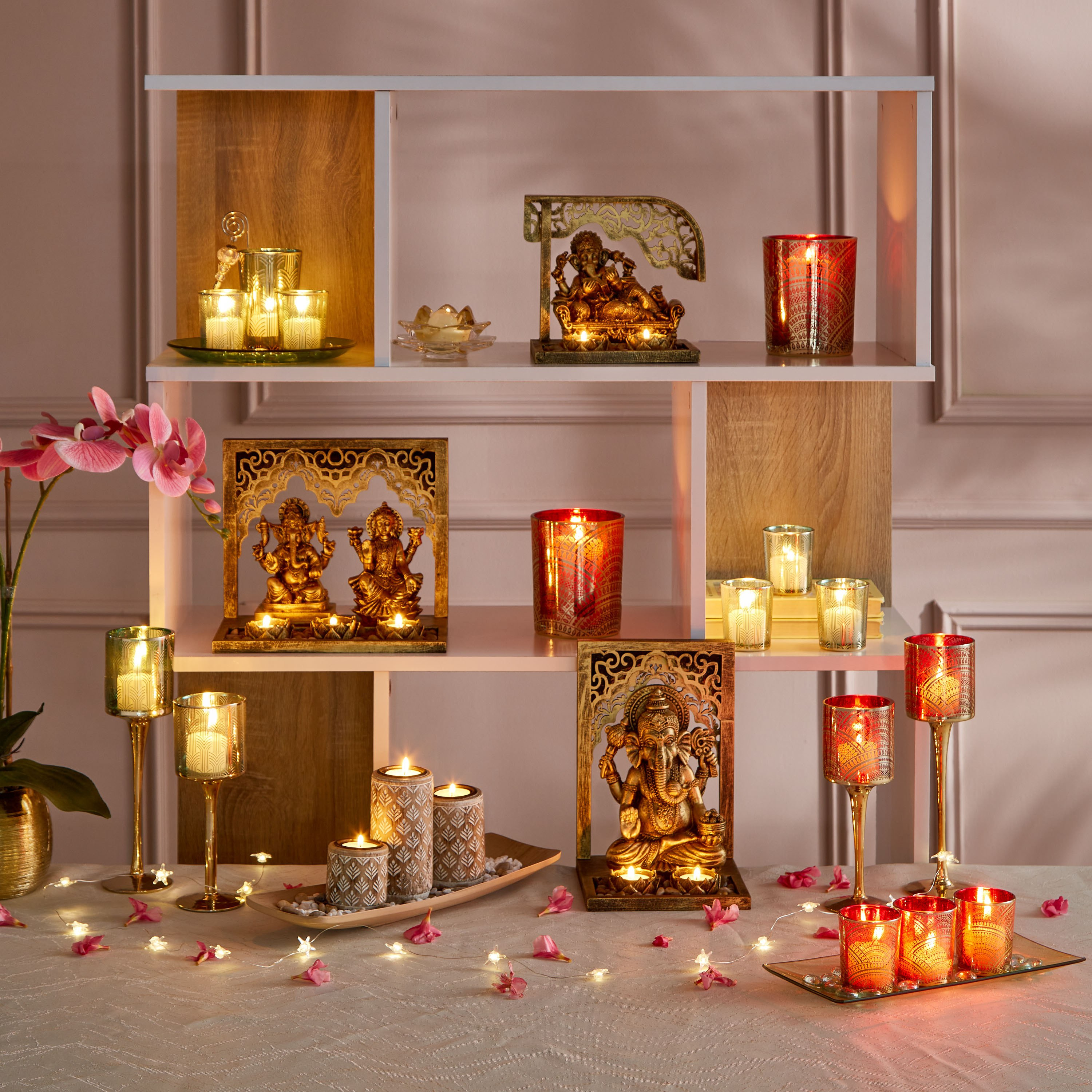 طقم حامل شموع صغيرة خشب 3 قطع مع صينية من ديكسي - 34x10.5x3 سم-hbxlivingroom-decorandaccessories-candleholders-image-5