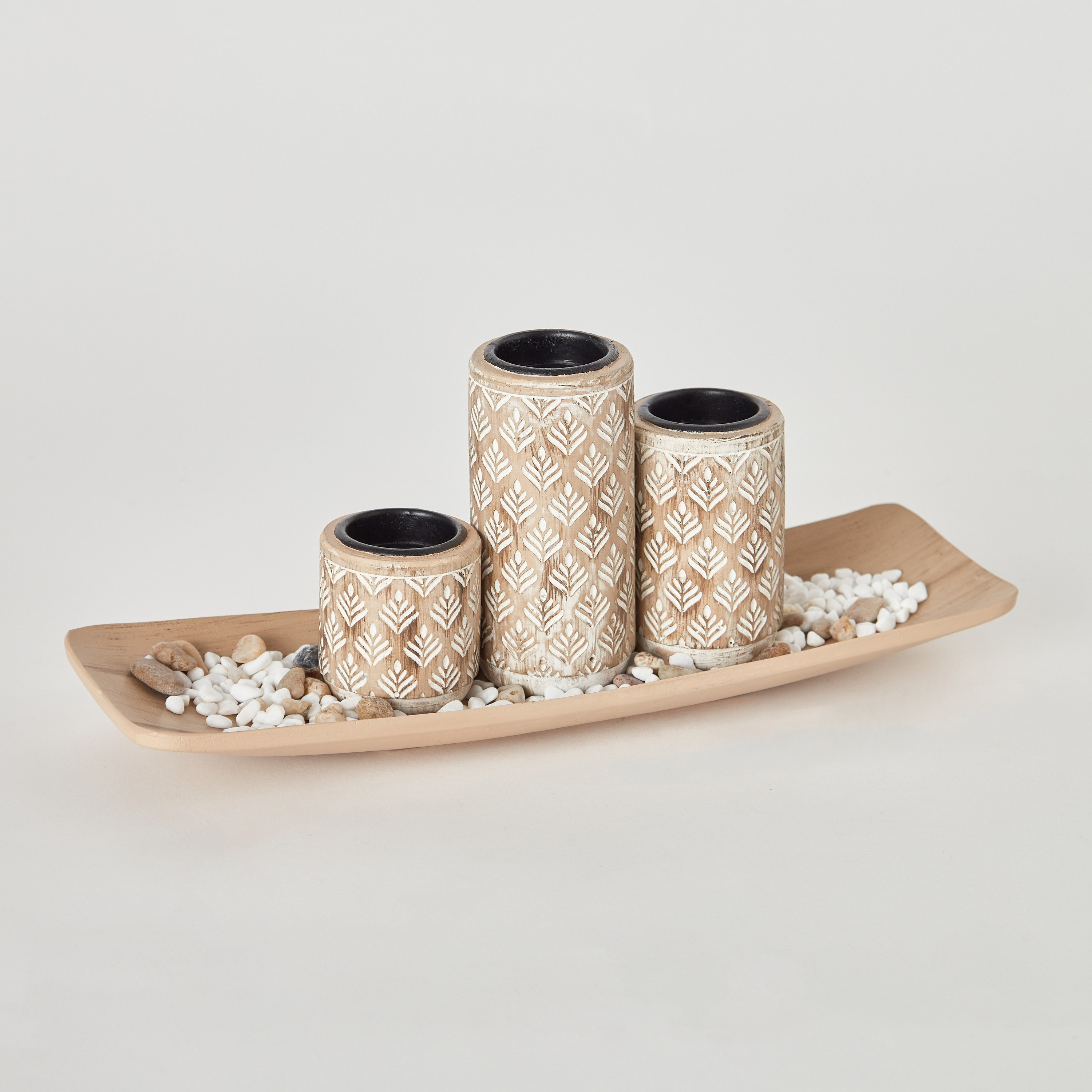 طقم حامل شموع صغيرة خشب 3 قطع مع صينية من ديكسي - 34x10.5x3 سم-hbxlivingroom-decorandaccessories-candleholders-image-6