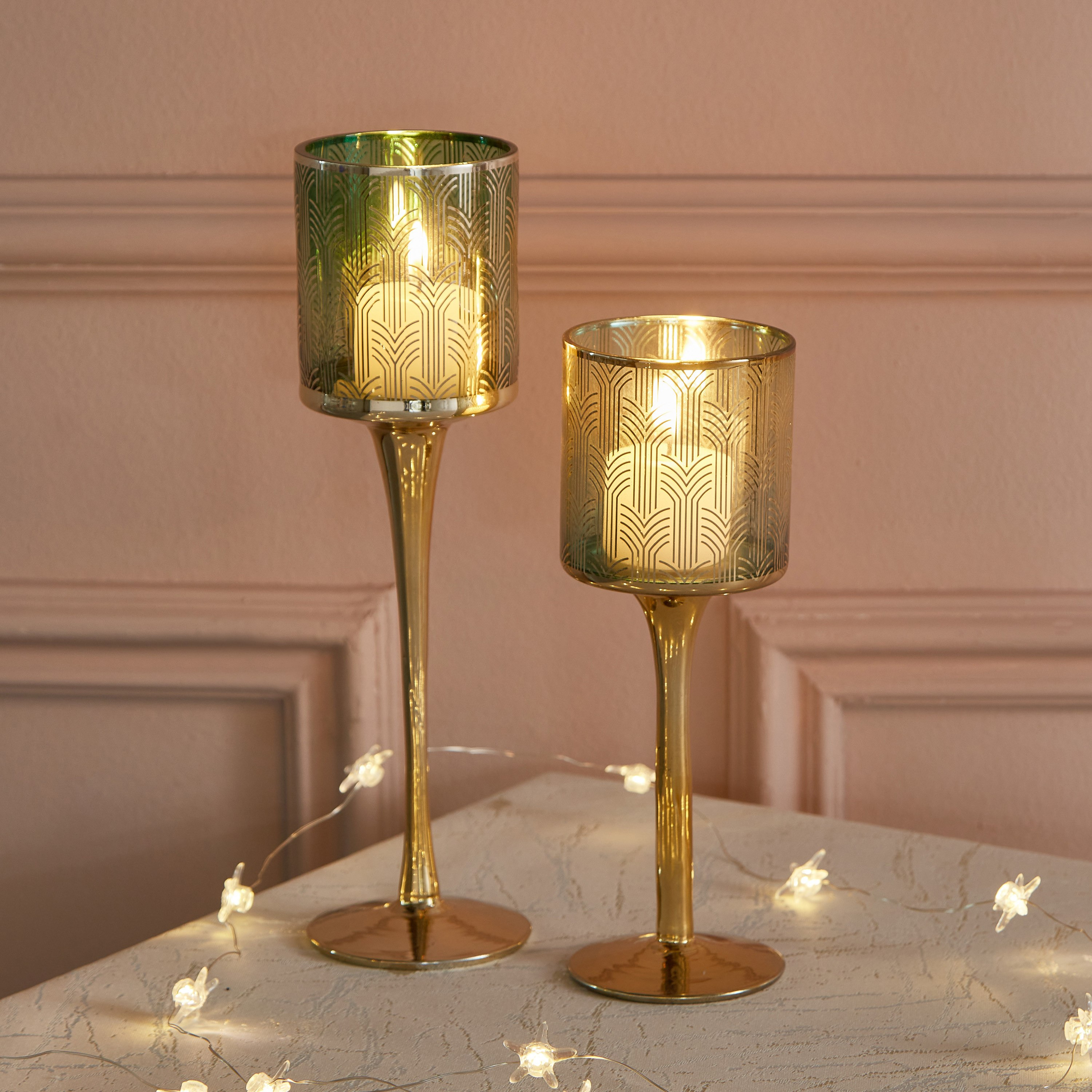 طقم حاملات شموع زجاج قطعتين من ديكسي-hbxlivingroom-decorandaccessories-candleholders-image-1