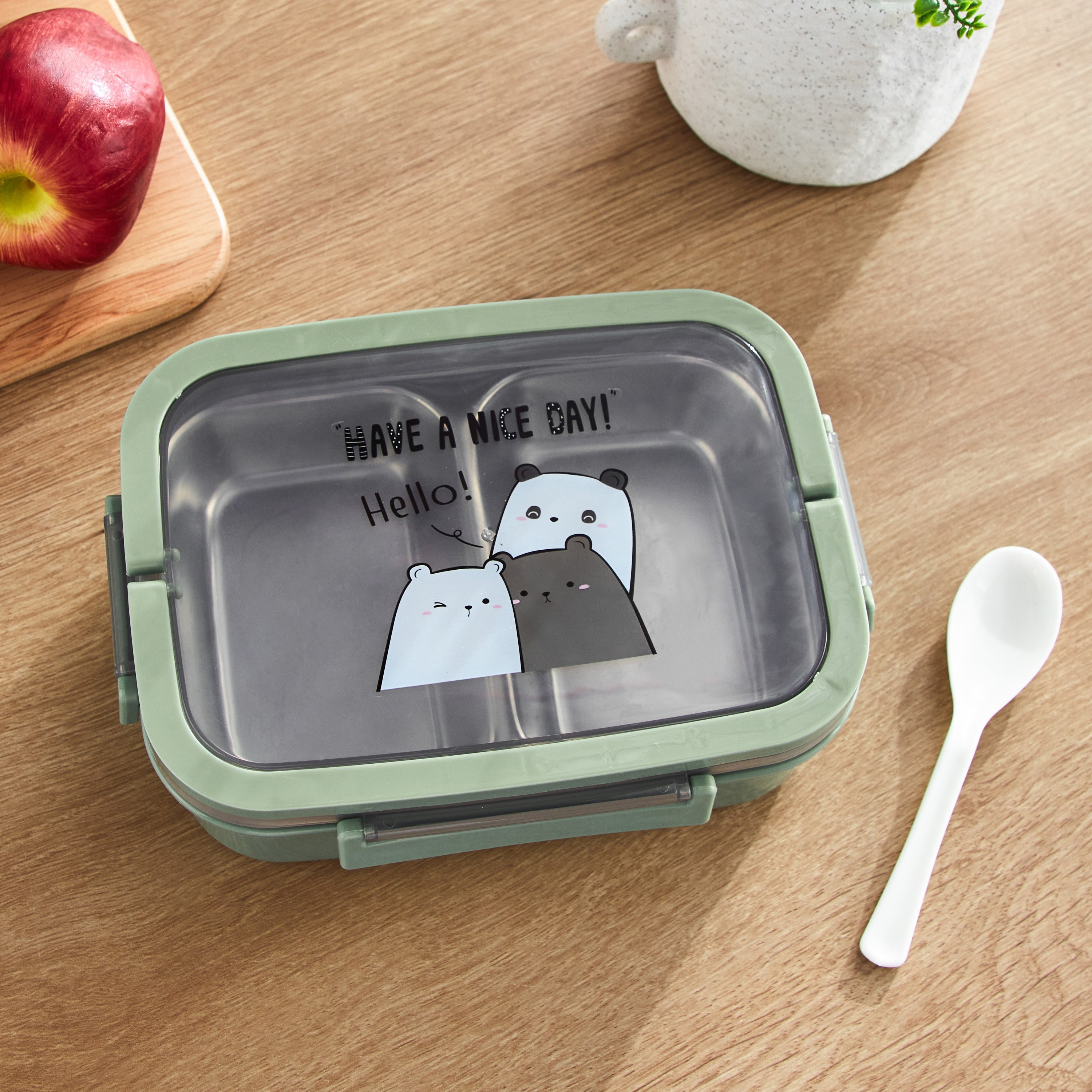 صندوق غداء ستانلس ستيل بطبعات الدب من رون نيو - 21x15.5x7 سم-hbxhomeware-hbxkidsandyouth-image-2