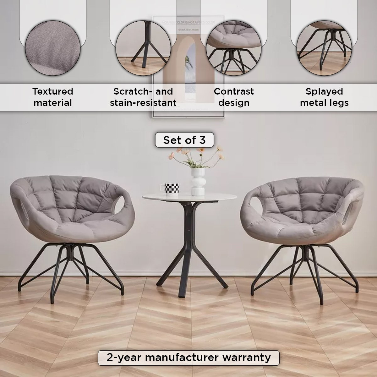 Oslo 3-Piece Tea Table and Swivel Chair Set-hbxfurniture-diningtablesandsets-diningsets-twoseater-image-4
