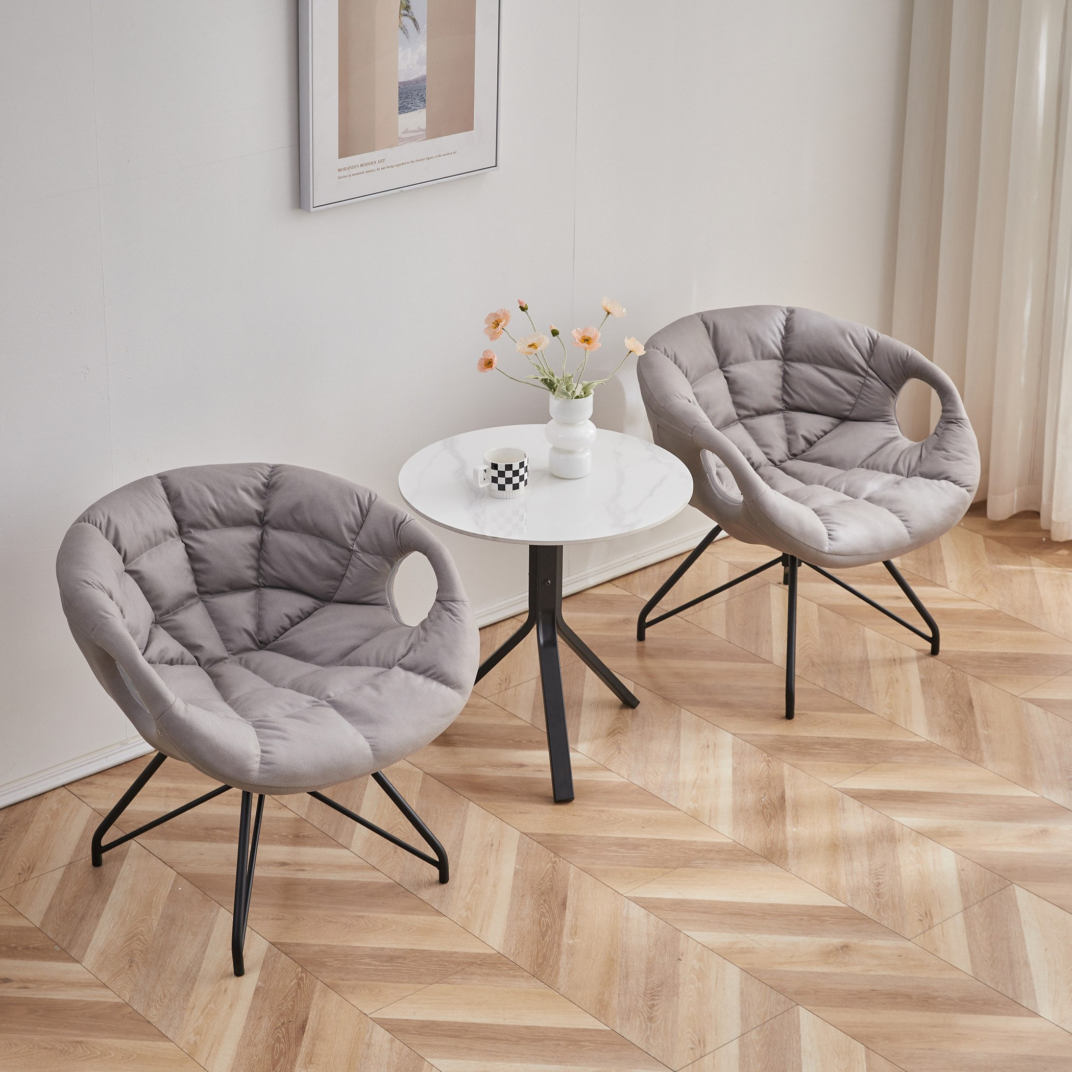 Oslo 3-Piece Tea Table and Swivel Chair Set-hbxfurniture-diningtablesandsets-diningsets-twoseater-image-2