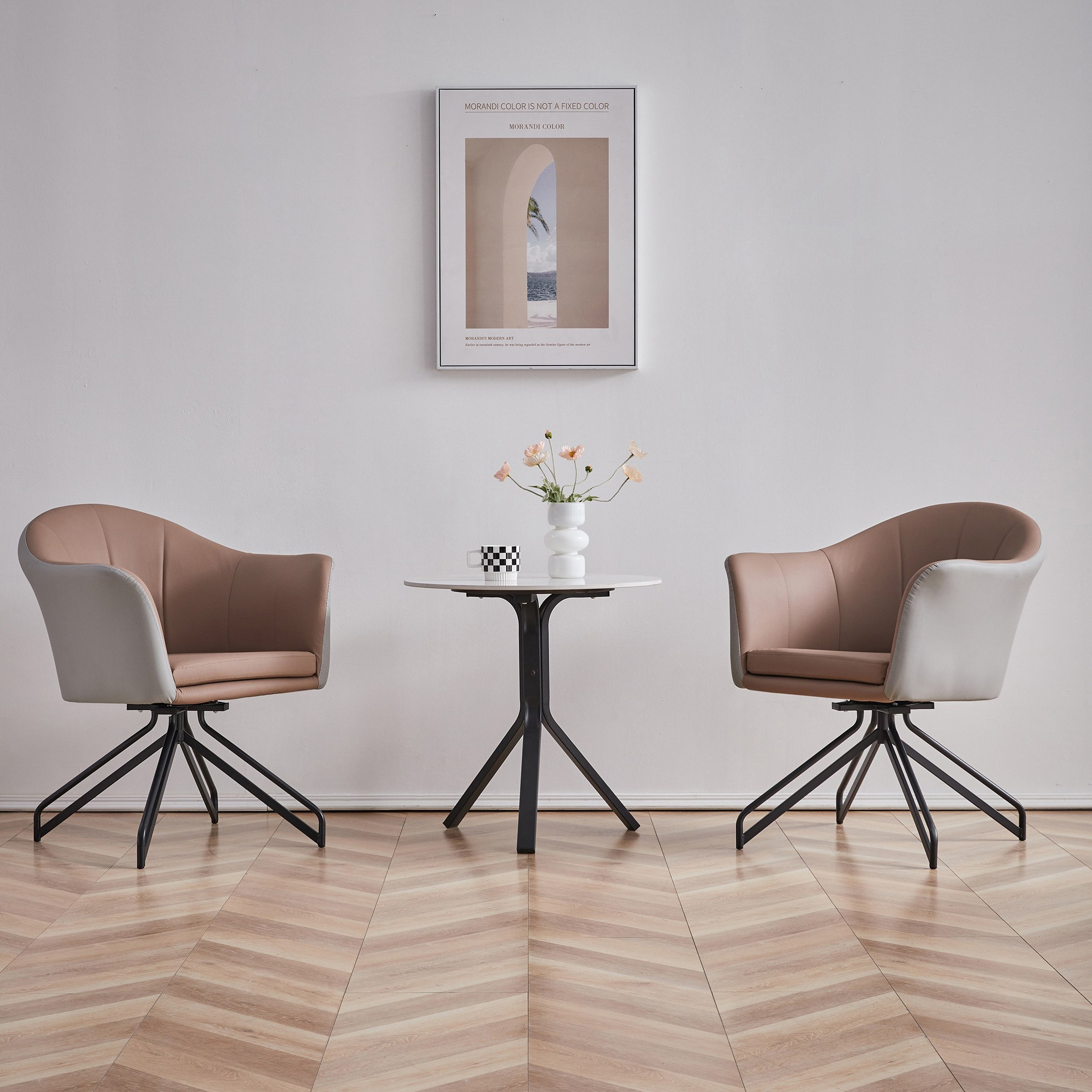 طقم طاولة شاي وكرسي دوار 3 قطع من برشلونة-hbxfurniture-diningtablesandsets-diningsets-twoseater-image-1