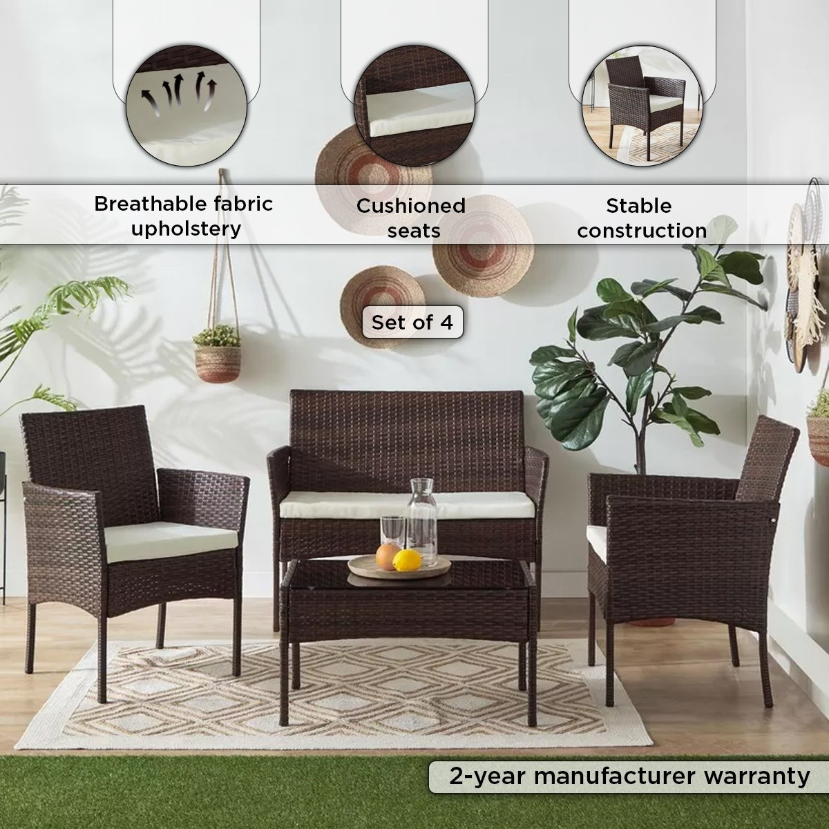 طقم طاولة شاي وكرسي دوار 3 قطع من برشلونة-hbxfurniture-diningtablesandsets-diningsets-twoseater-image-4