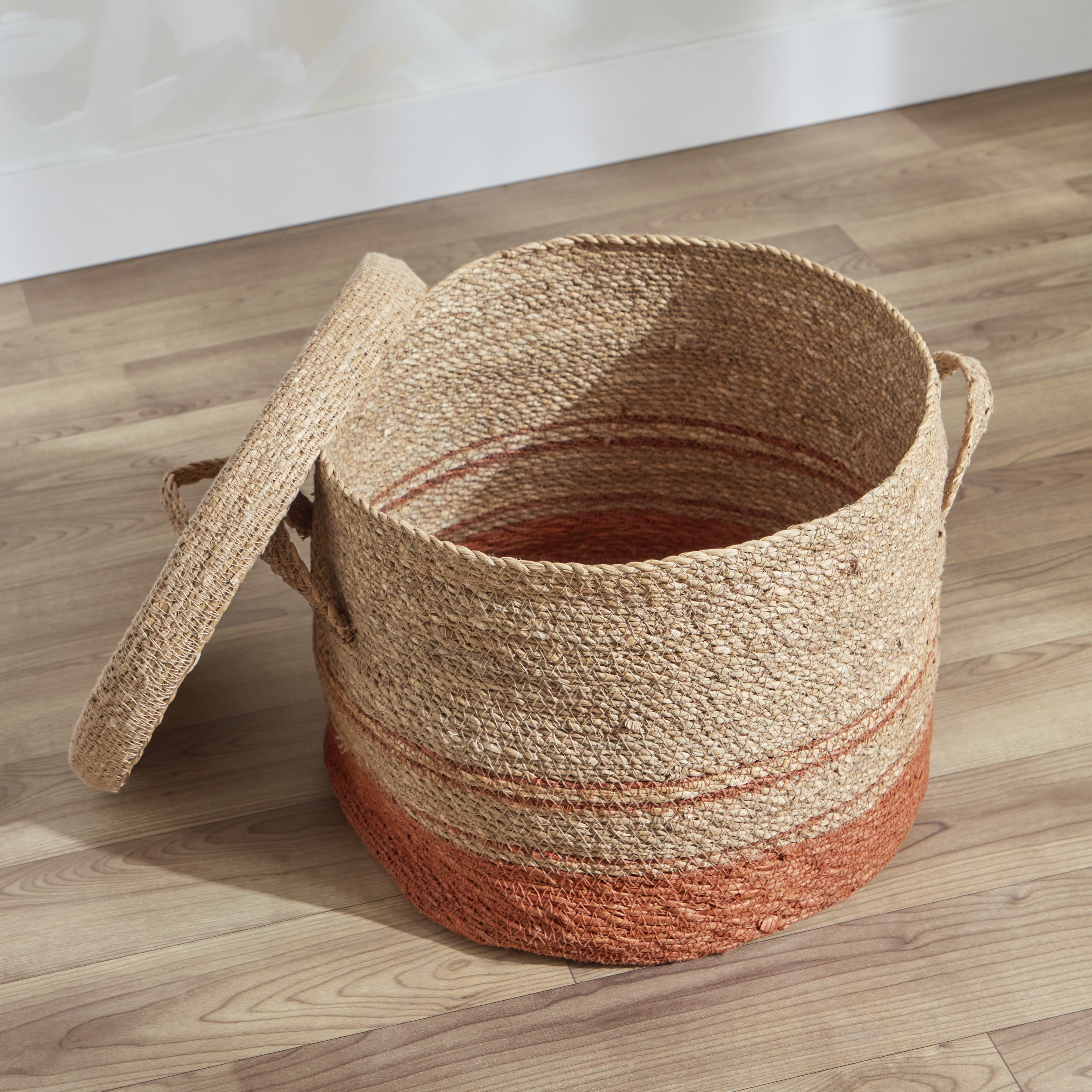 سلّة غسيل مستديرة بغطاء من ناتشورالوم - 38x30 سم-hbxbedroom-bedroomaccessories-bedroomstorage-image-2
