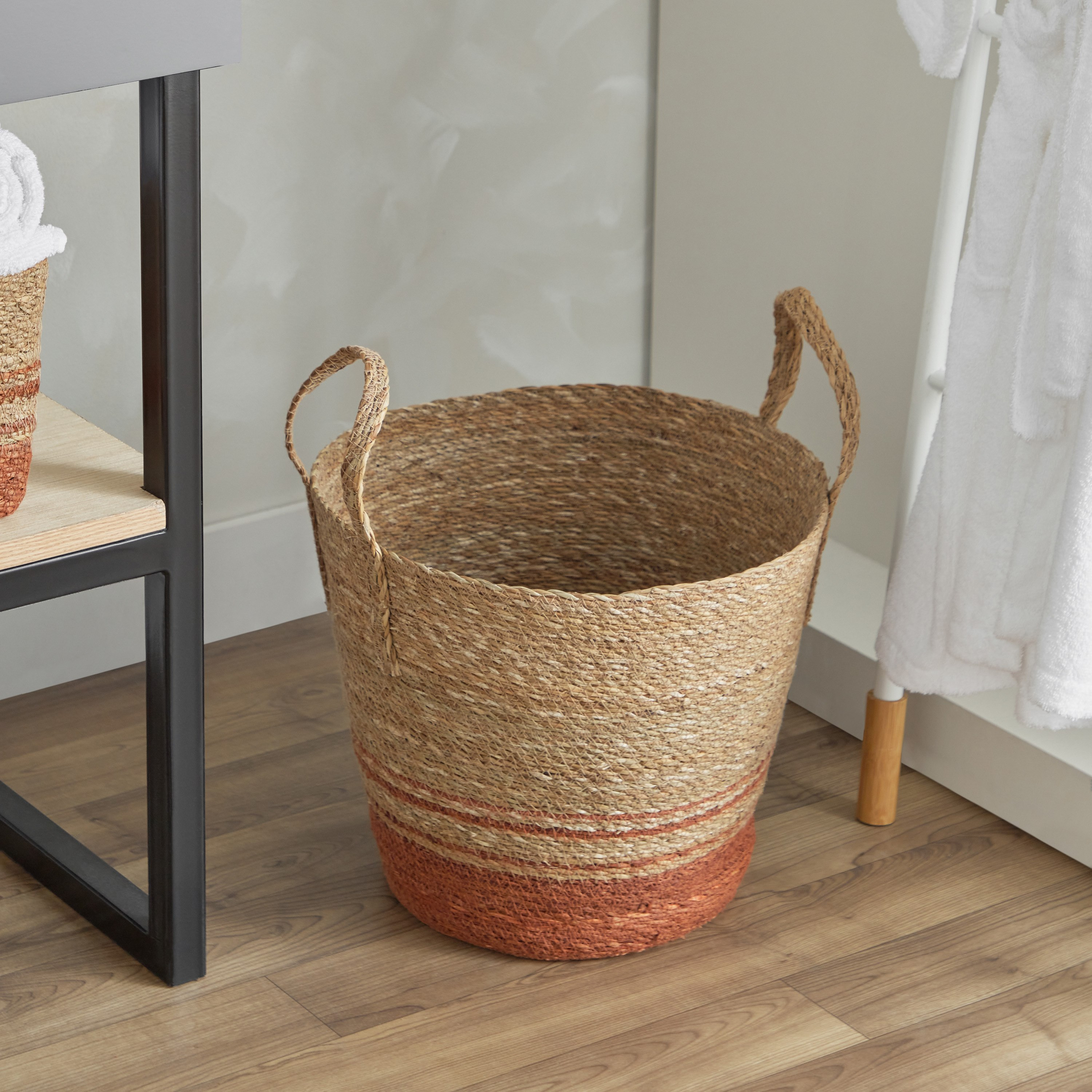 سلّة غسيل مستديرة بمقبض من نيتشورالوم - 37x24x27 سم-hbxbedroom-bedroomaccessories-bedroomstorage-image-2