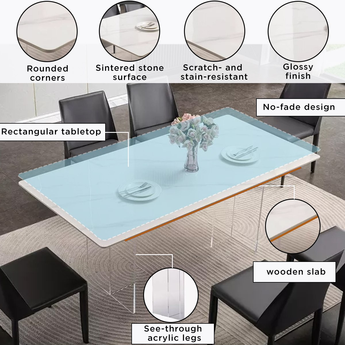 طقم سفرة من الحجر الملبد 6 مقاعد من آكرا-hbxfurniture-diningtablesandsets-diningsets-sixseater-image-7