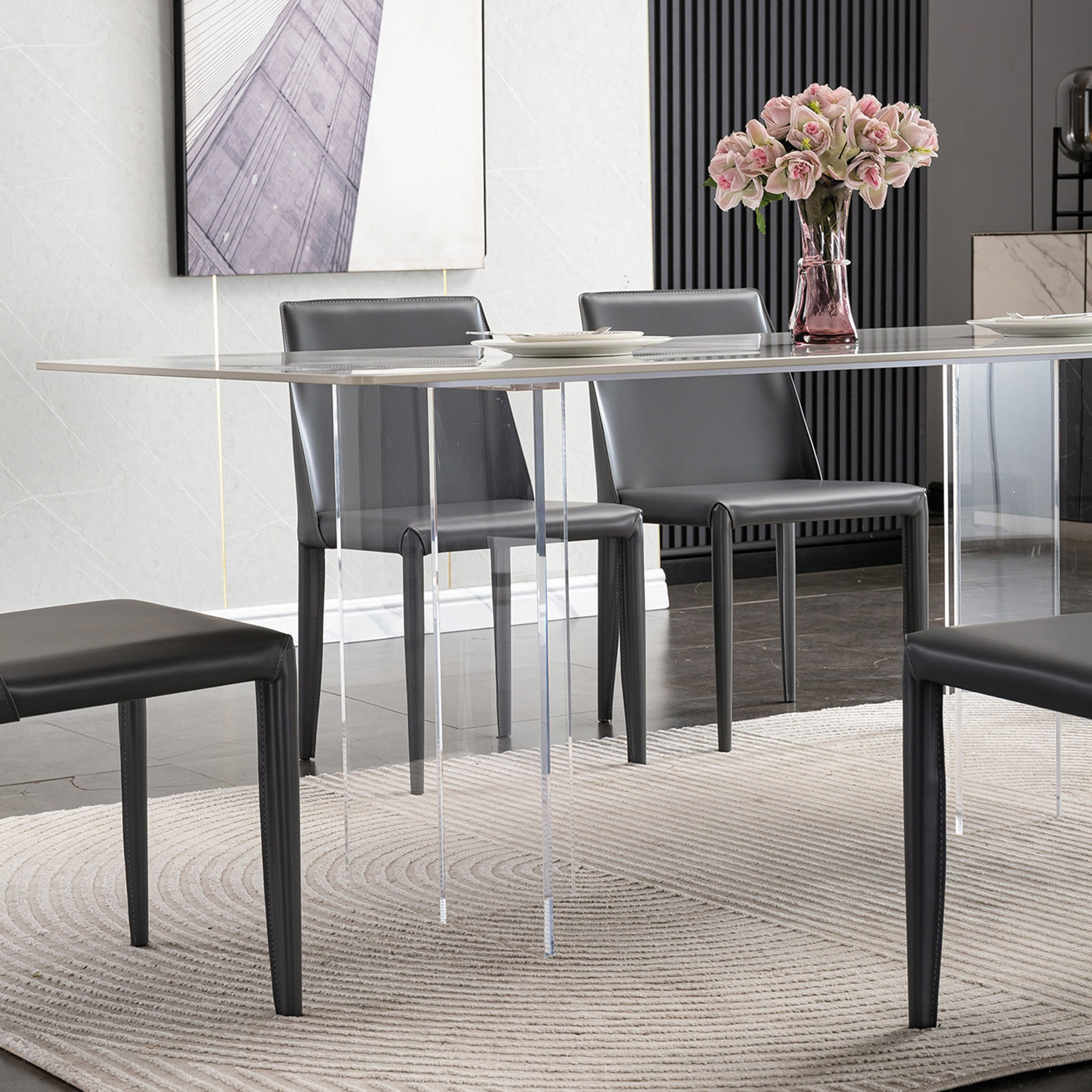 طقم سفرة من الحجر الملبد 6 مقاعد من آكرا-hbxfurniture-diningtablesandsets-diningsets-sixseater-image-4