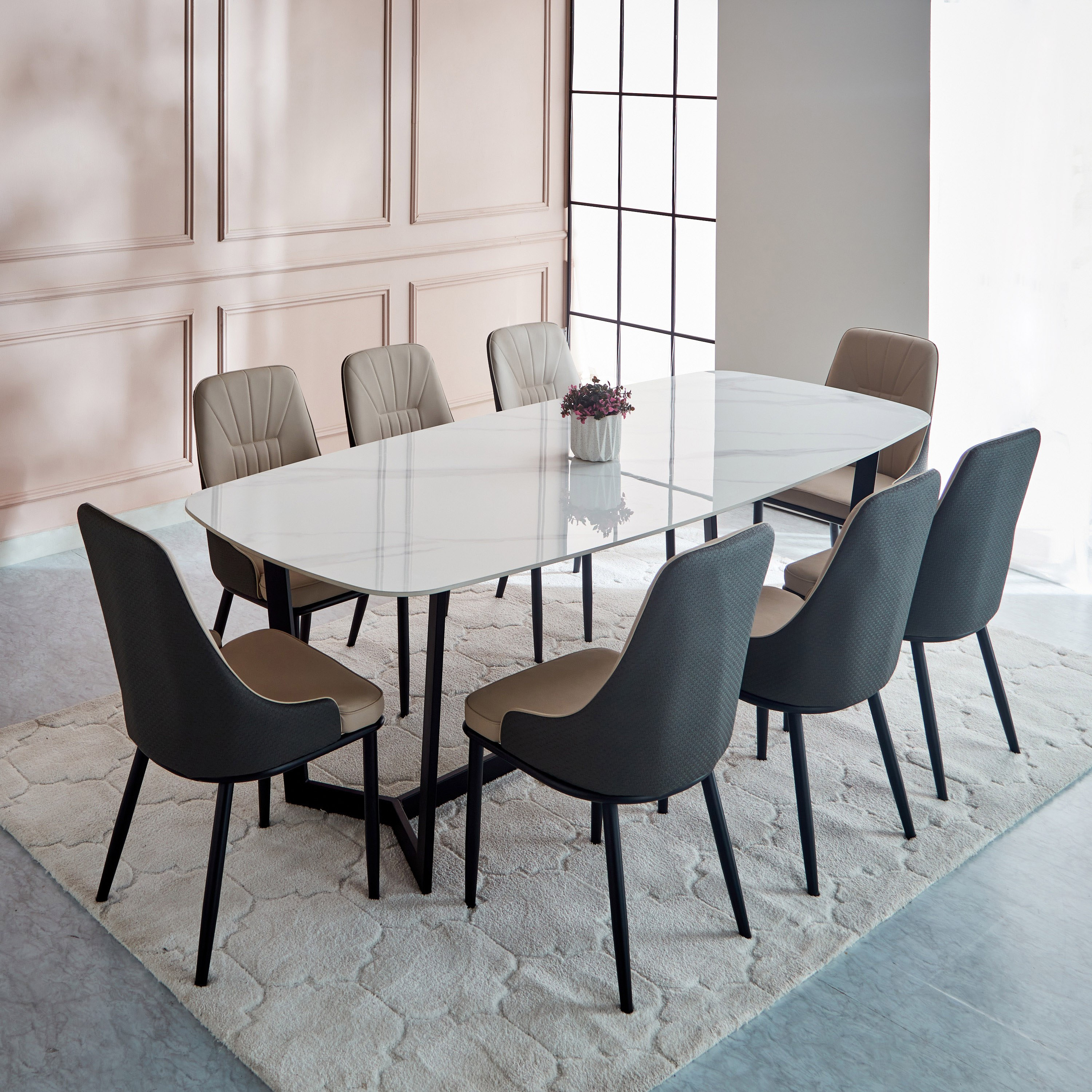 Barcelona 8-Seater Sintered Stone Dining Set-hbxfurniture-diningtablesandsets-diningsets-eightseater-image-1