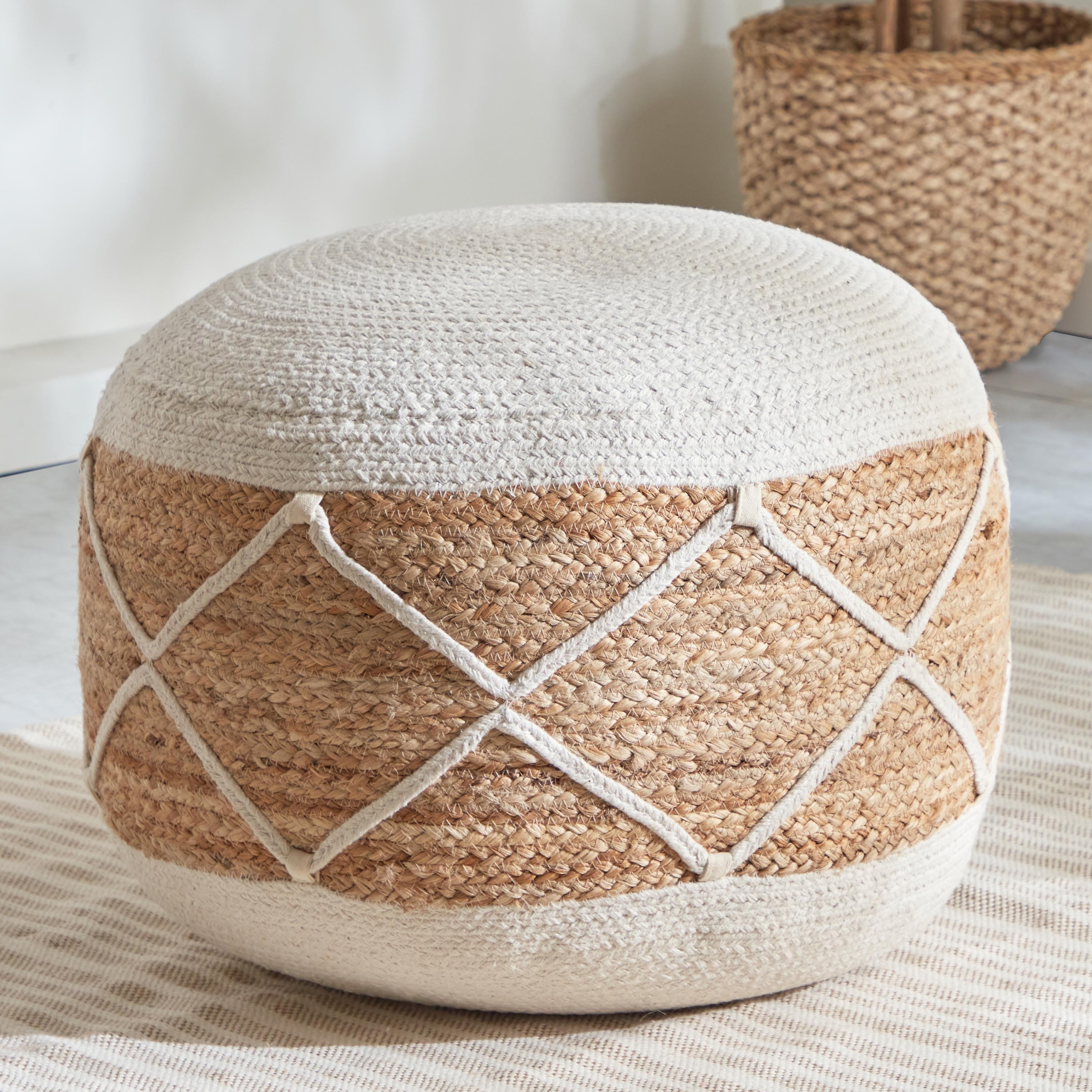 Eco Handmade Jute Pouf - 50x50x35 cm-hbxfurniture-kidsroom-kidsbeanbags-image-1