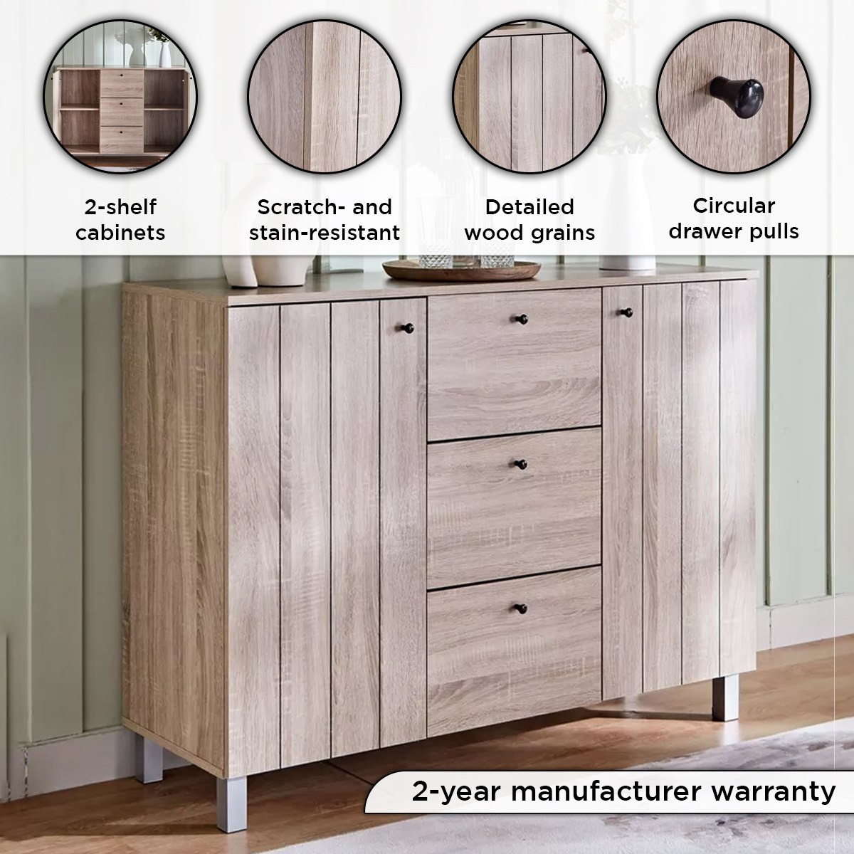 Edmond 2-Door Sideboard with 3 Drawers-hbxfurniture-diningroom-buffetsandsideboards-image-4