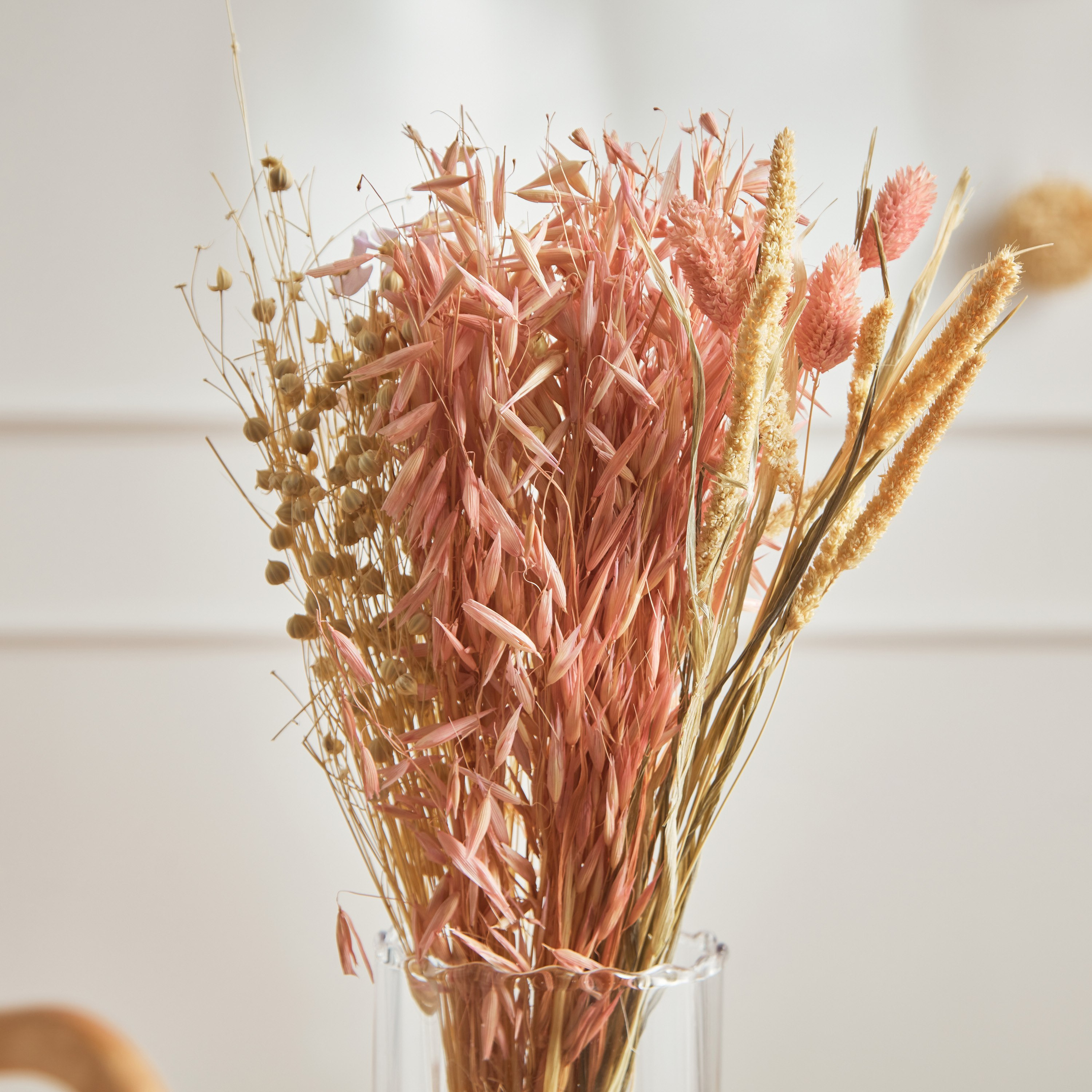 Miley Dried Oat Flower Wrap Bouquet - 21x21x50 cm-hbxdecorandfurnishings-homeaccessories-artificialflowersandplants-image-2