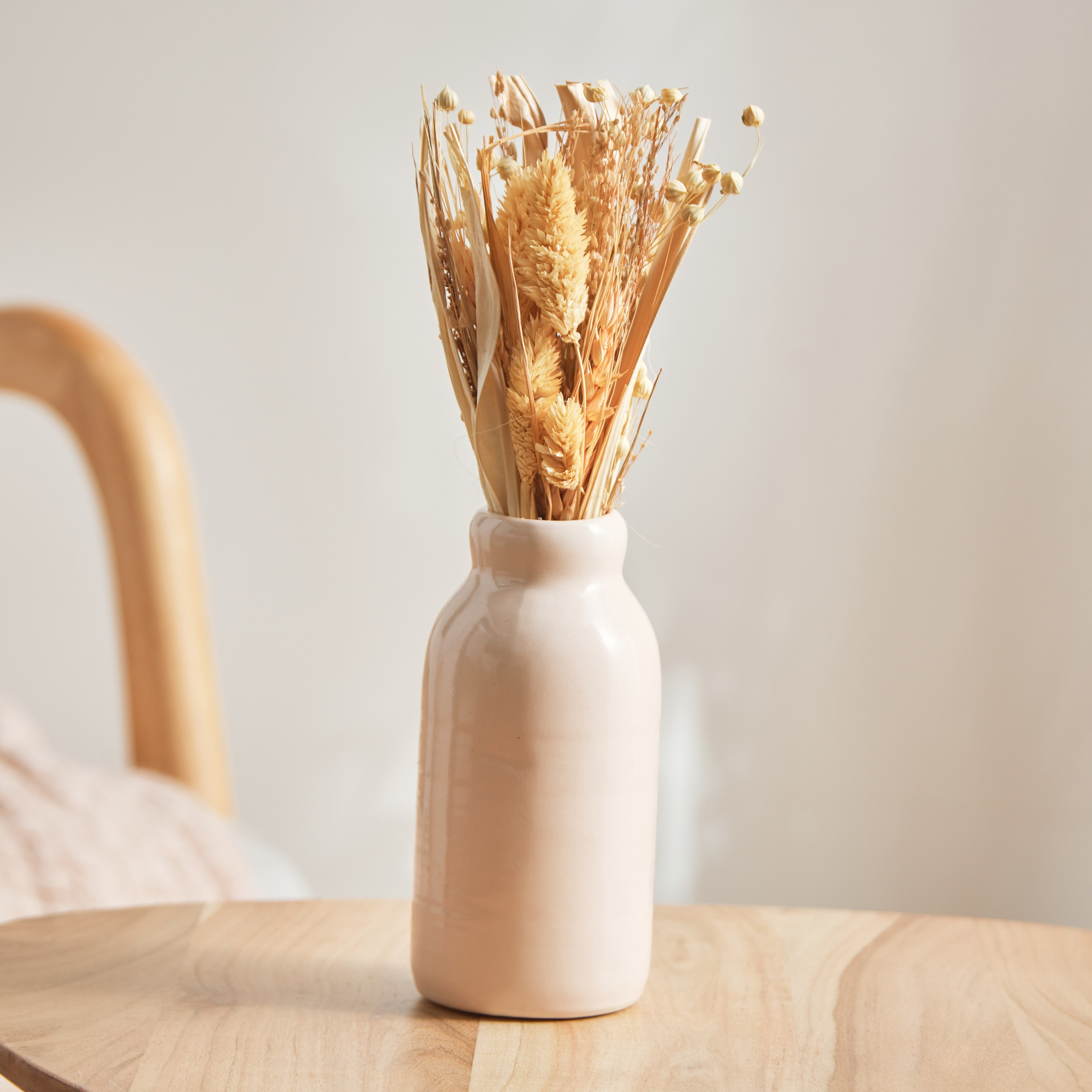 Miley Wheat Grass Floral Arrangement with Ceramic Vase - 7.2x7.2x28 cm-hbxdecorandfurnishings-homeaccessories-artificialflowersandplants-image-1