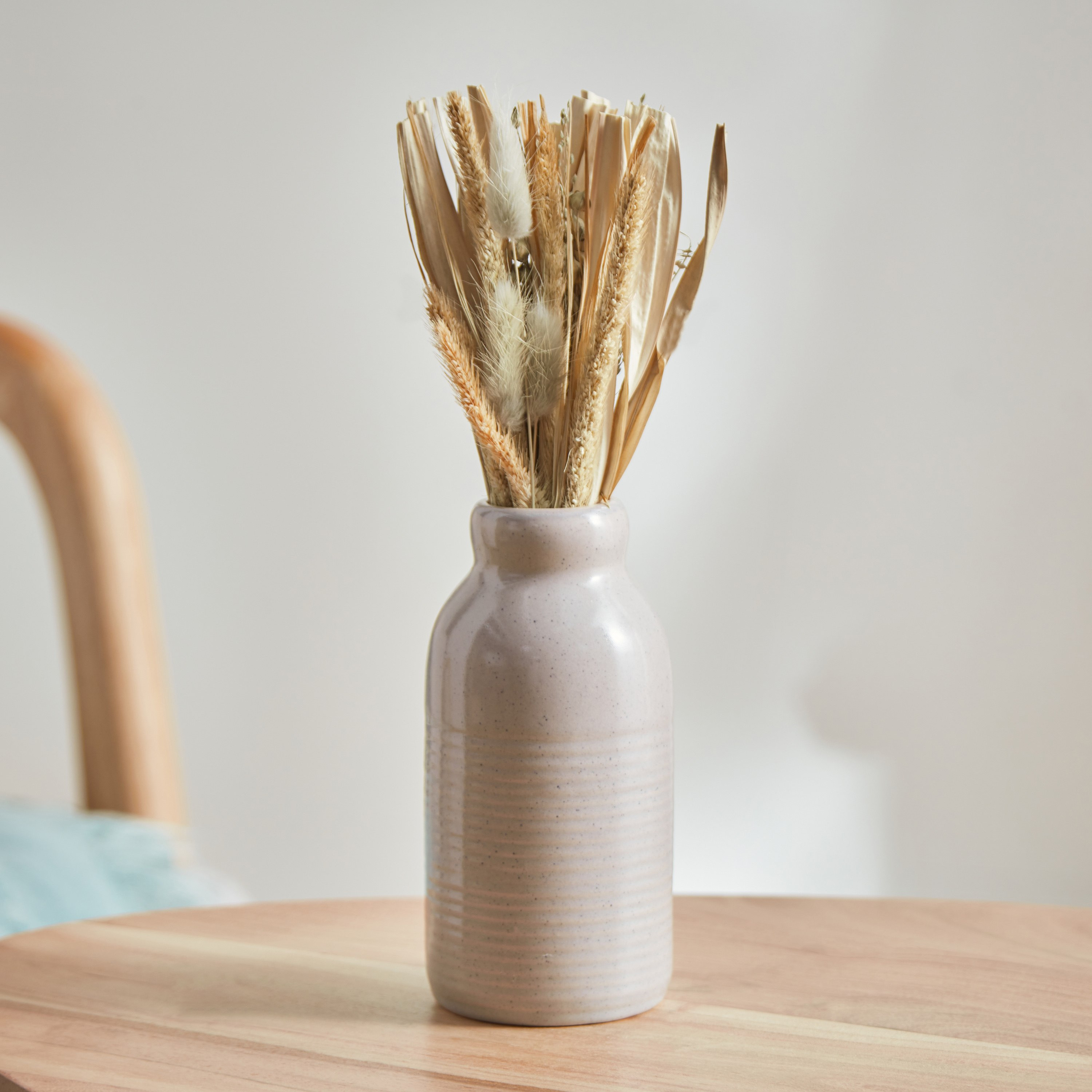 Miley Fire Leaves Floral Arrangement with Ceramic Vase - 7.2x7.2x28 cm-hbxdecorandfurnishings-homeaccessories-artificialflowersandplants-image-1