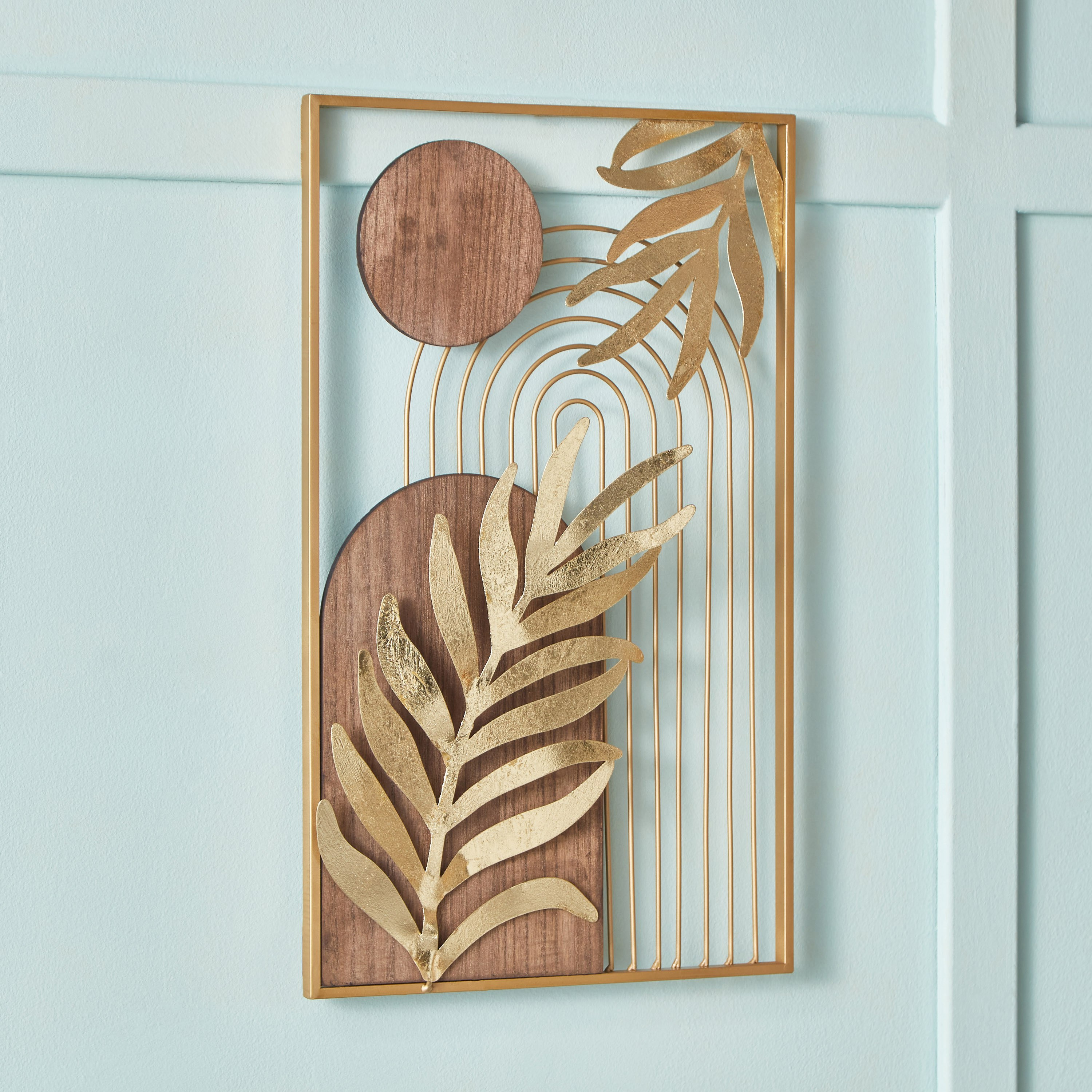 Tisso Metal and Wood Decorative Wall Accent - 34.9x55.9x2.5 cm-hbxlivingroom-walldecor-wallart-image-1