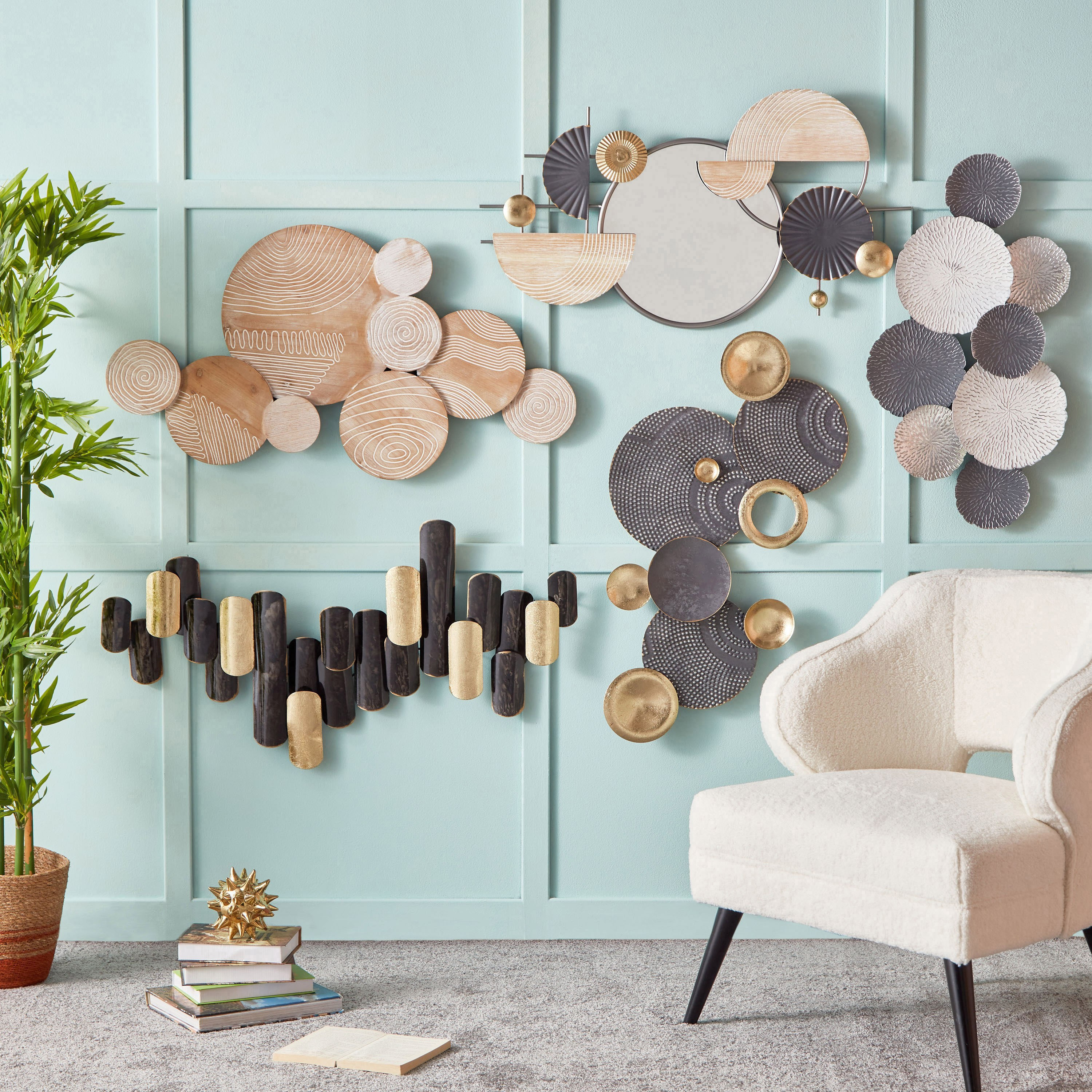 زينة حائط خشبية من تيسو مع مرآة - 90.2x50.2x5.1 سم-hbxlivingroom-walldecor-wallart-image-4