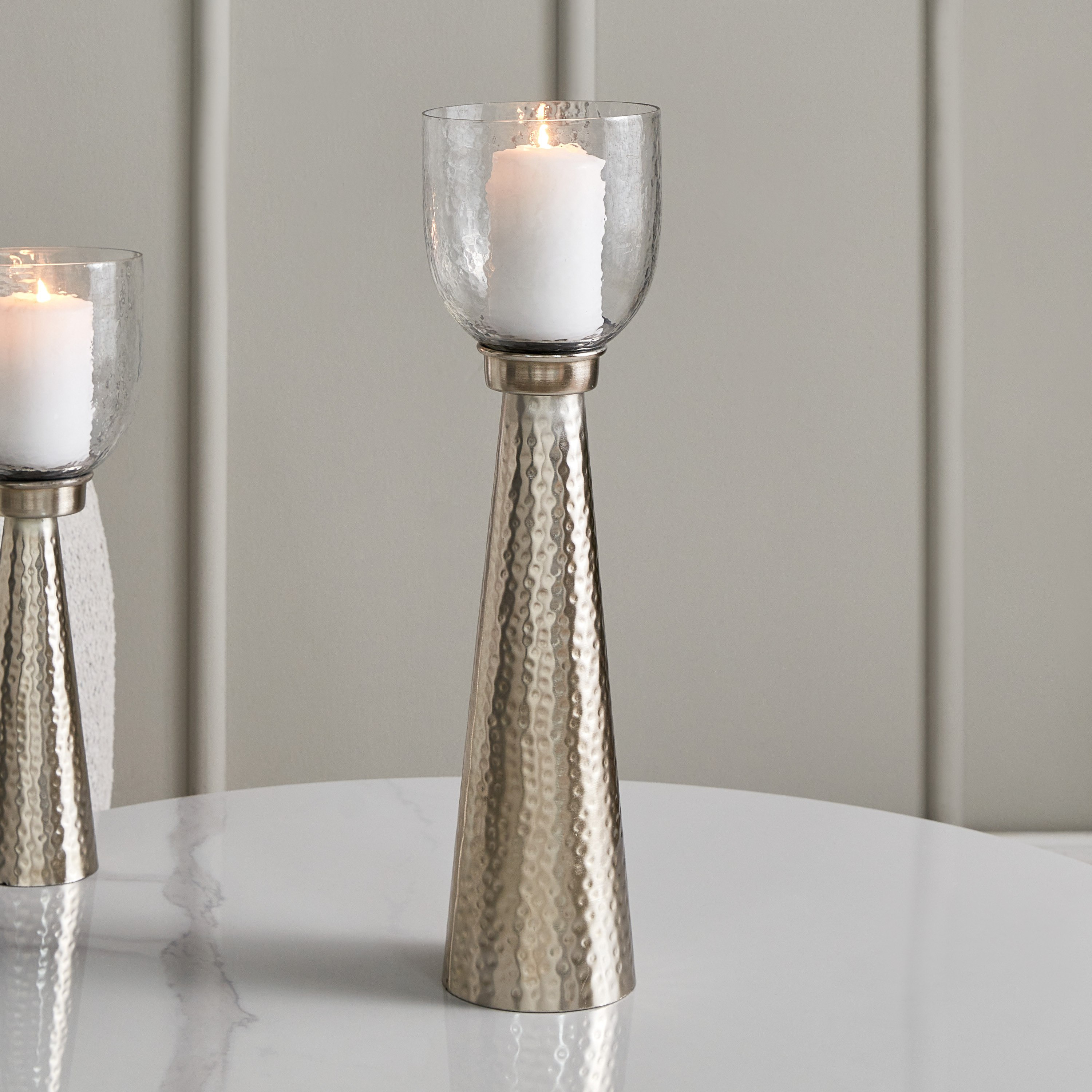 حامل شموع فانوس معدن مع زجاج من فيرف - 11x12x45 سم-hbxlivingroom-decorandaccessories-candleholders-image-1