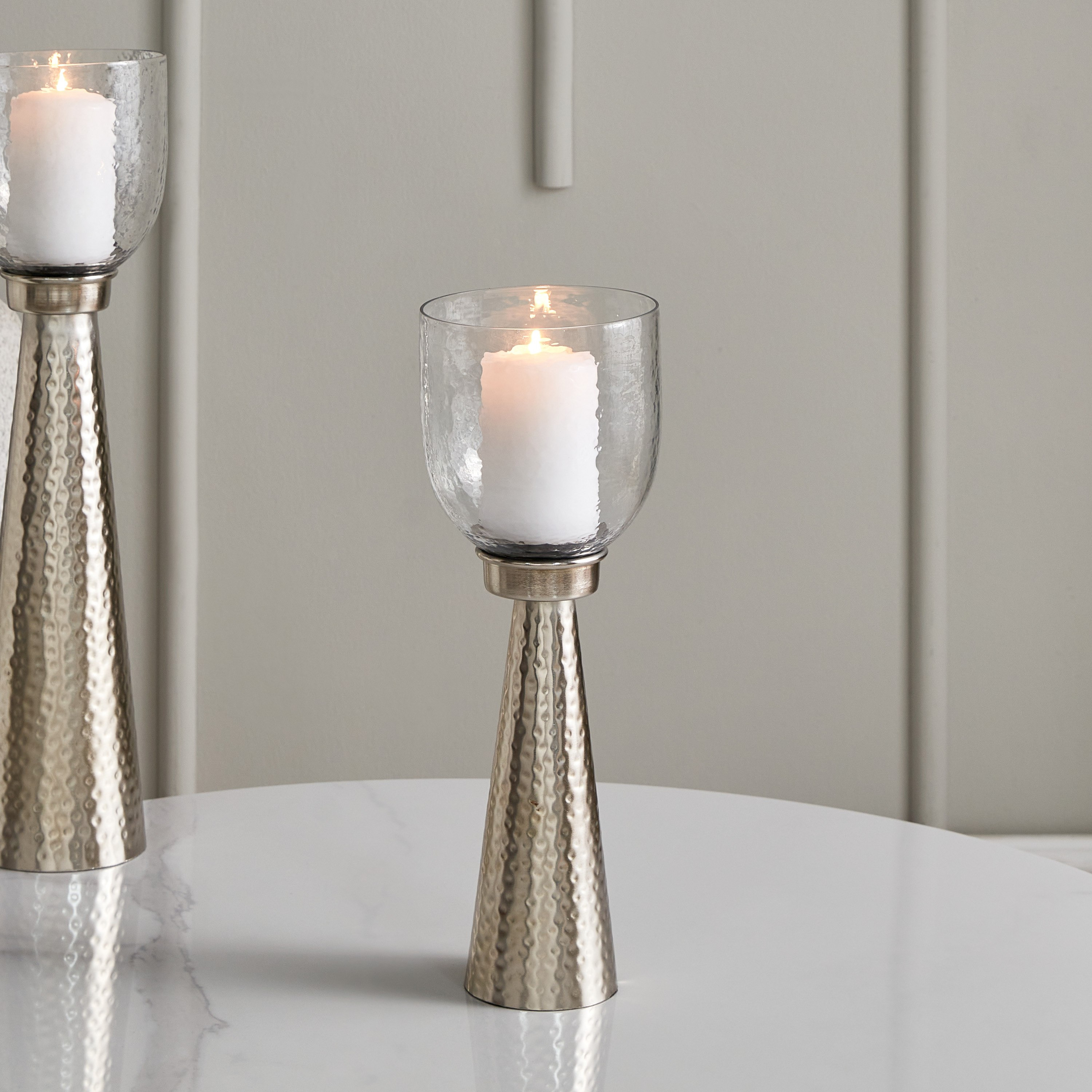 حامل شموع فانوس معدن مع زجاج من فيرف - 11x12x35 سم-hbxlivingroom-decorandaccessories-candleholders-image-1
