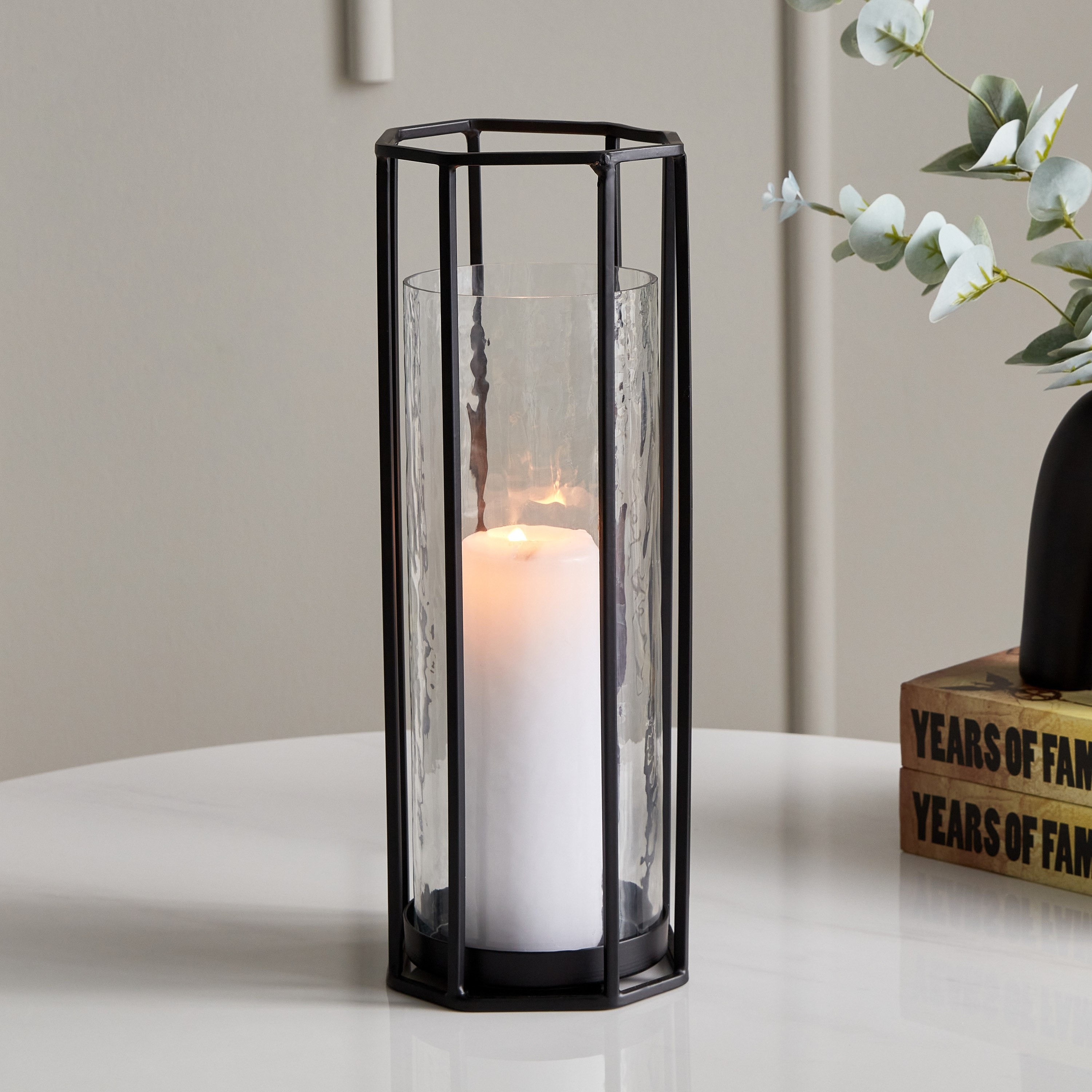 Verve Metal Hurricane Candleholder with Glass - 18x18x33.5 cm-hbxlivingroom-decorandaccessories-candleholders-image-1