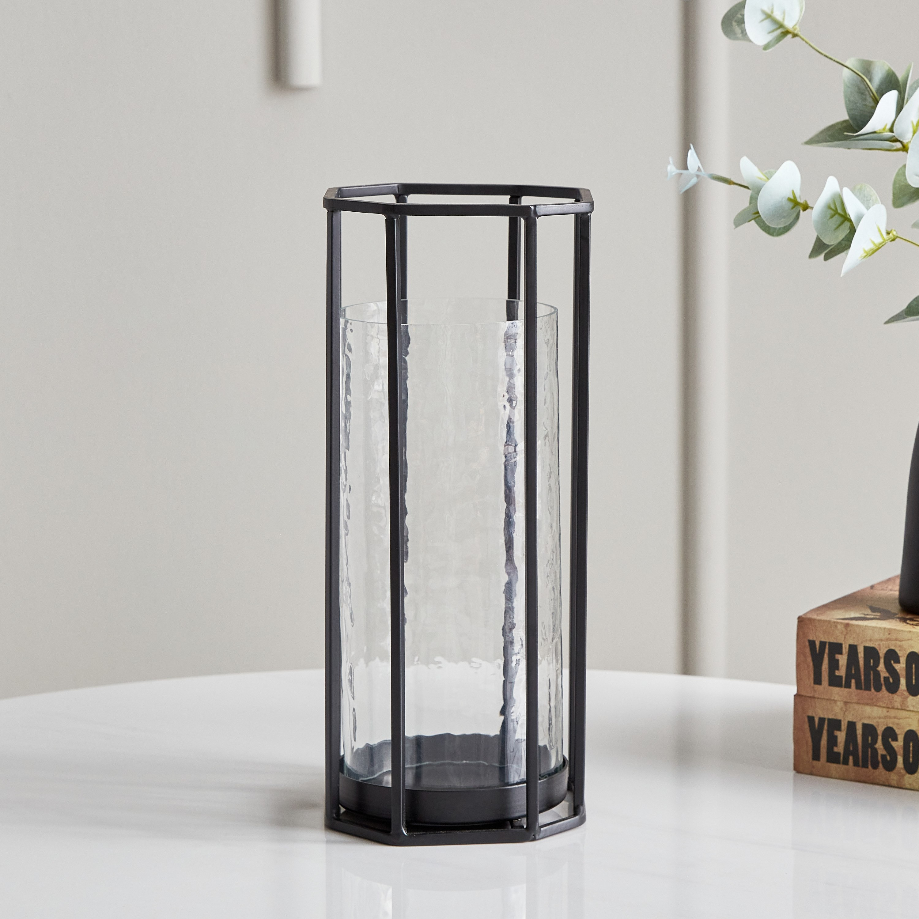 حامل شموع فانوس معدن مع زجاج من فيرف - 18x18x28.5 سم-hbxlivingroom-decorandaccessories-candleholders-image-2