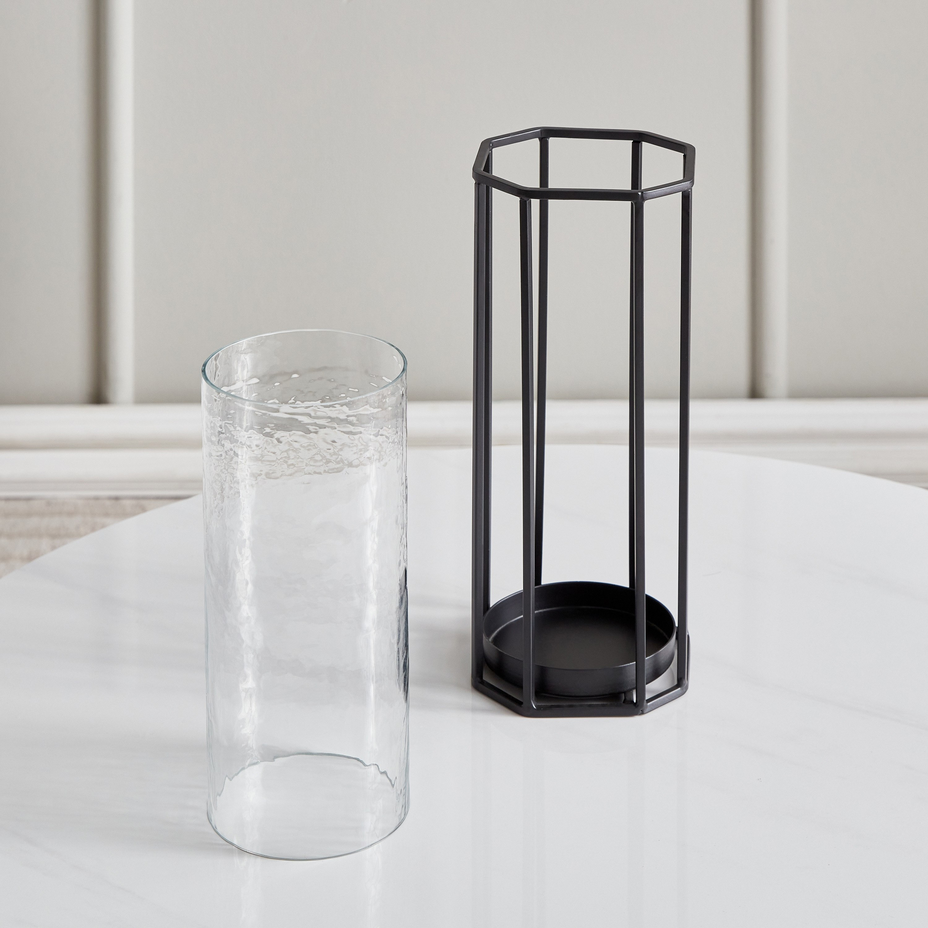 حامل شموع فانوس معدن مع زجاج من فيرف - 18x18x28.5 سم-hbxlivingroom-decorandaccessories-candleholders-image-3