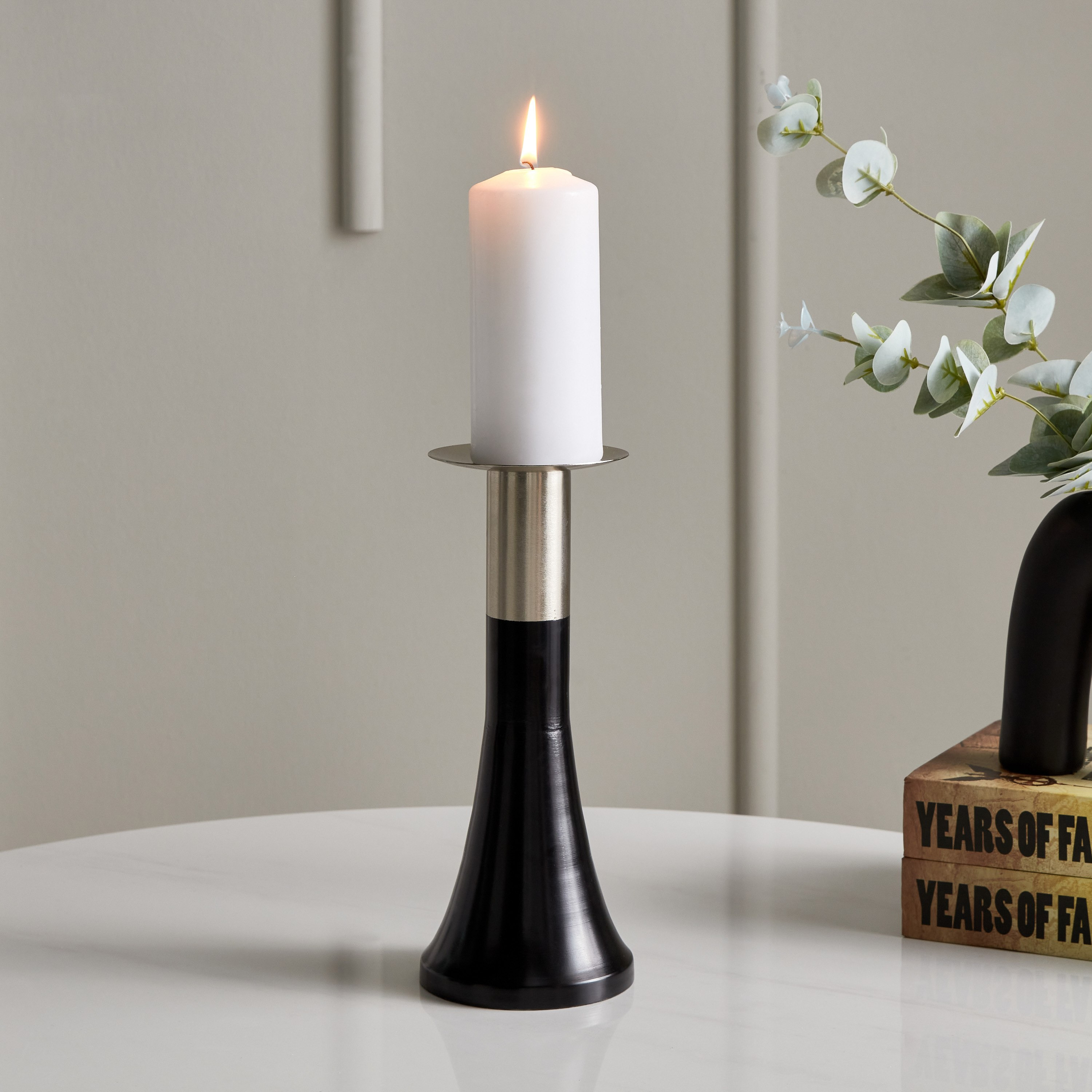 Verve Alluminium Pillar Candleholder - 8x8x24 cm-hbxlivingroom-decorandaccessories-candleholders-image-1