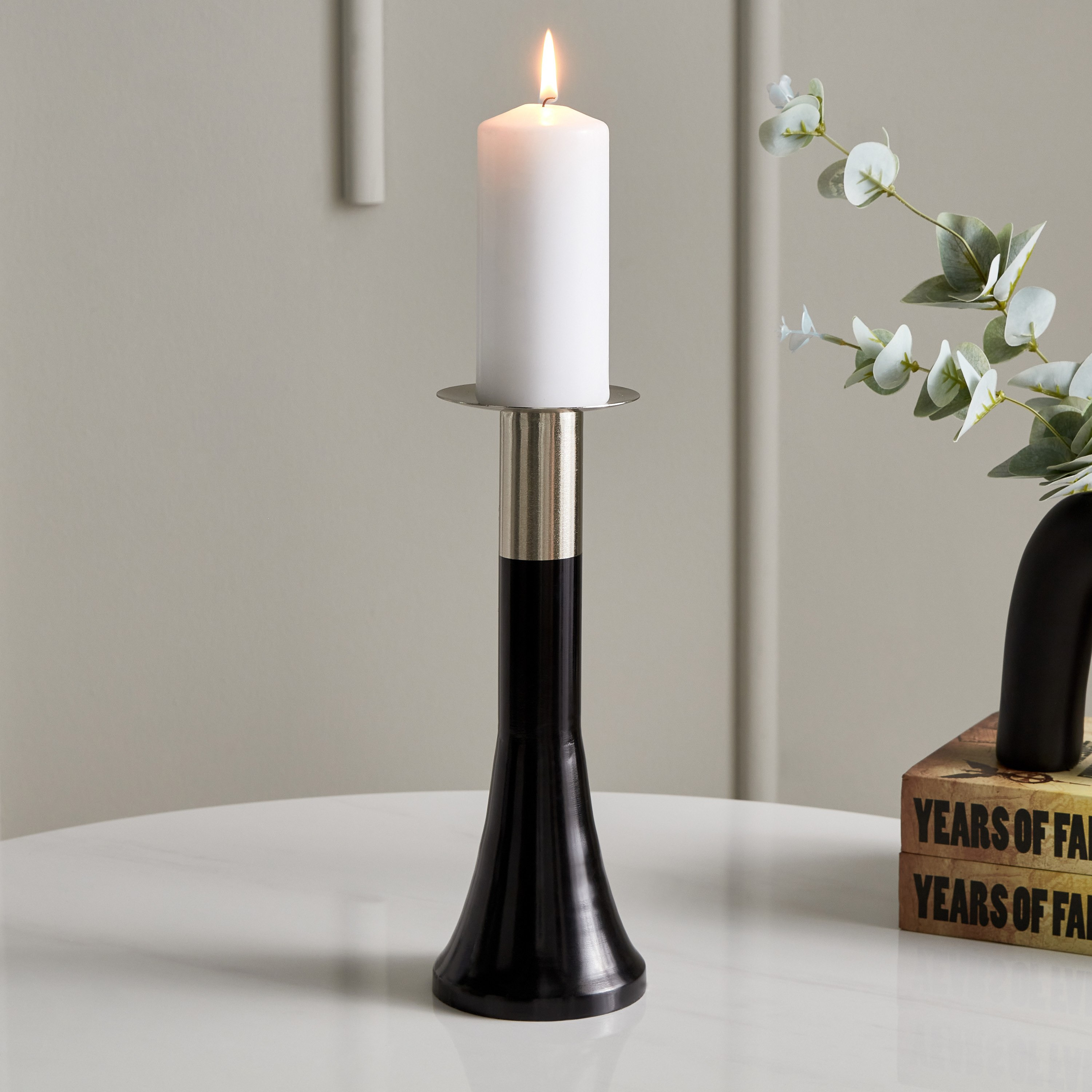 Verve Alluminium Pillar Candleholder - 8x8x27.5 cm-hbxlivingroom-decorandaccessories-candleholders-image-1