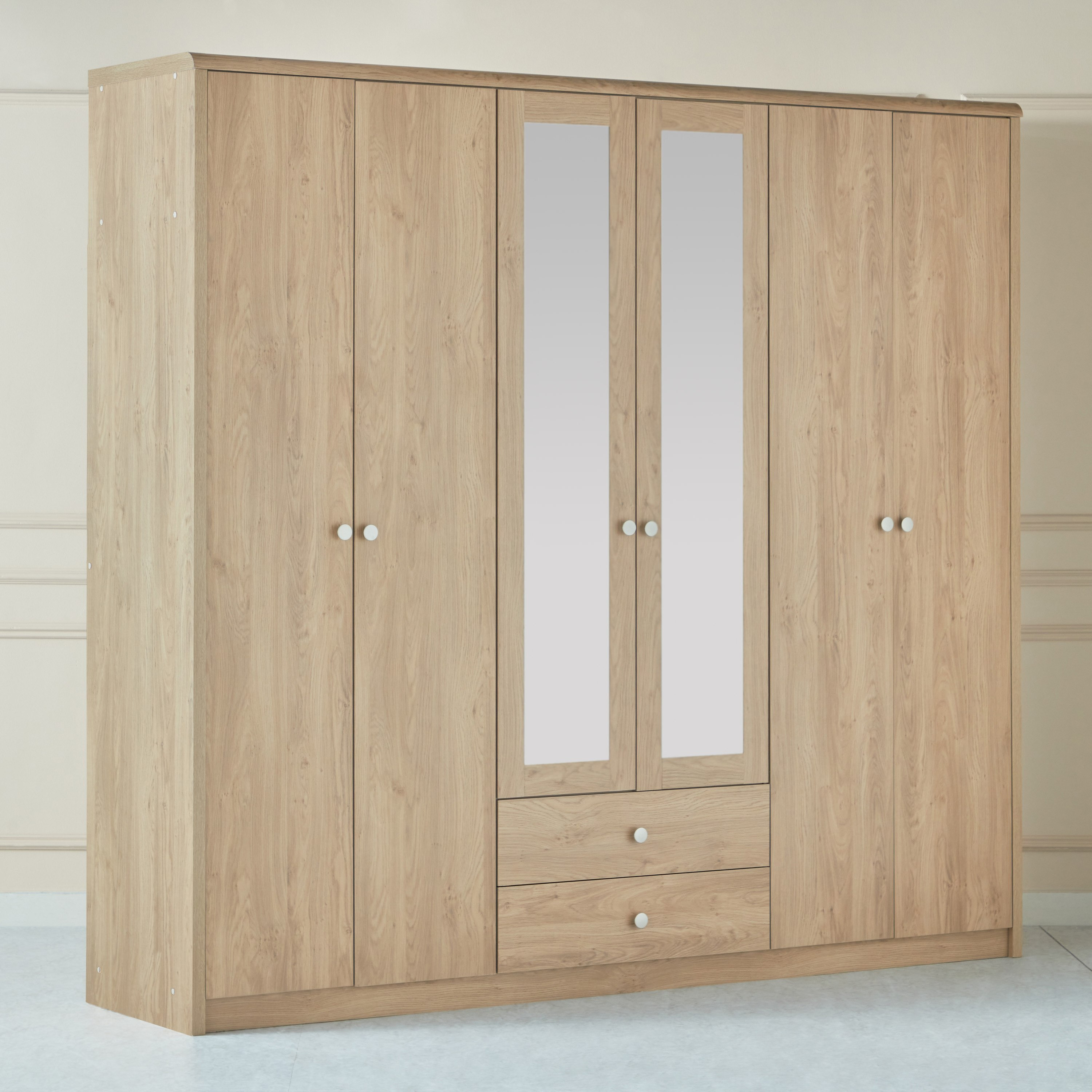 Nordica 6-Door Wardrobe with 2 Drawers and Mirror-hbxfurniture-wardrobes-image-13