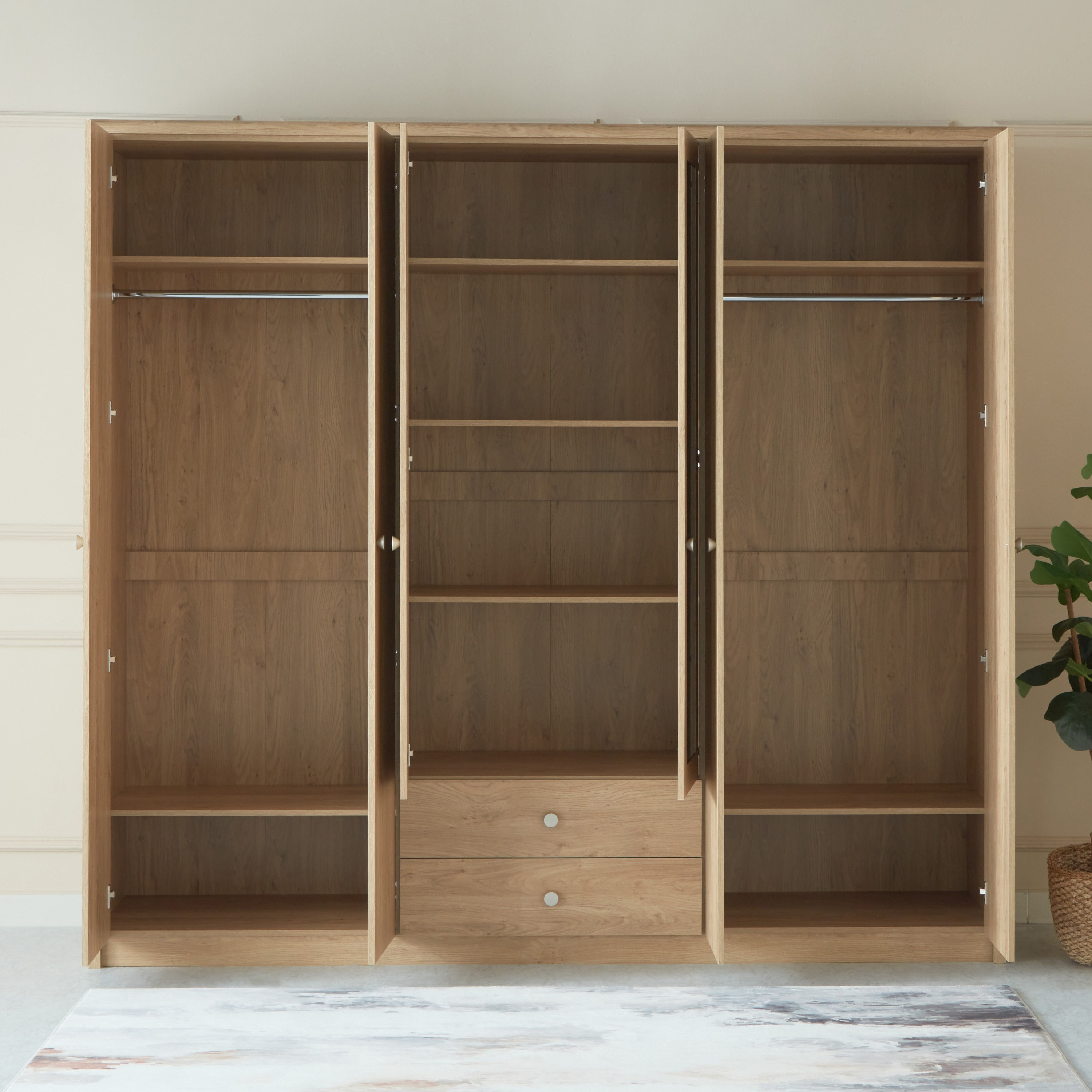 Nordica 6-Door Wardrobe with 2 Drawers and Mirror-hbxfurniture-wardrobes-image-4