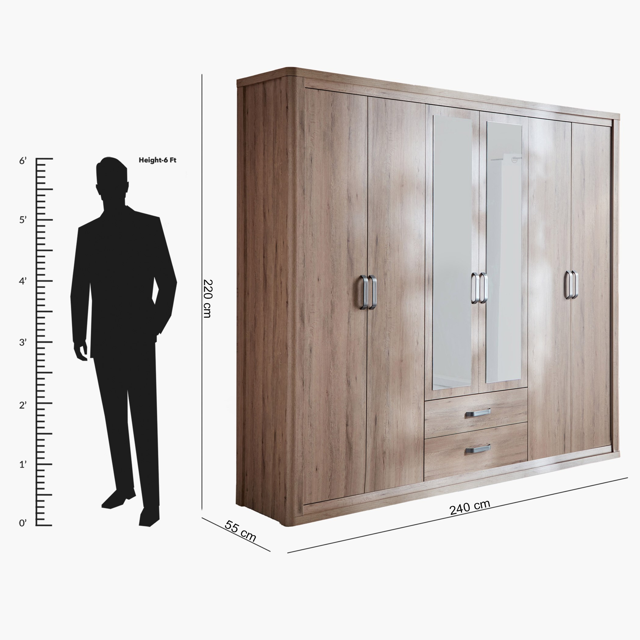 خزانة ملابس 6 أبواب مع 2 درج ومرآة - أوليفوس من موڤو -hbxfurniture-wardrobes-image-9