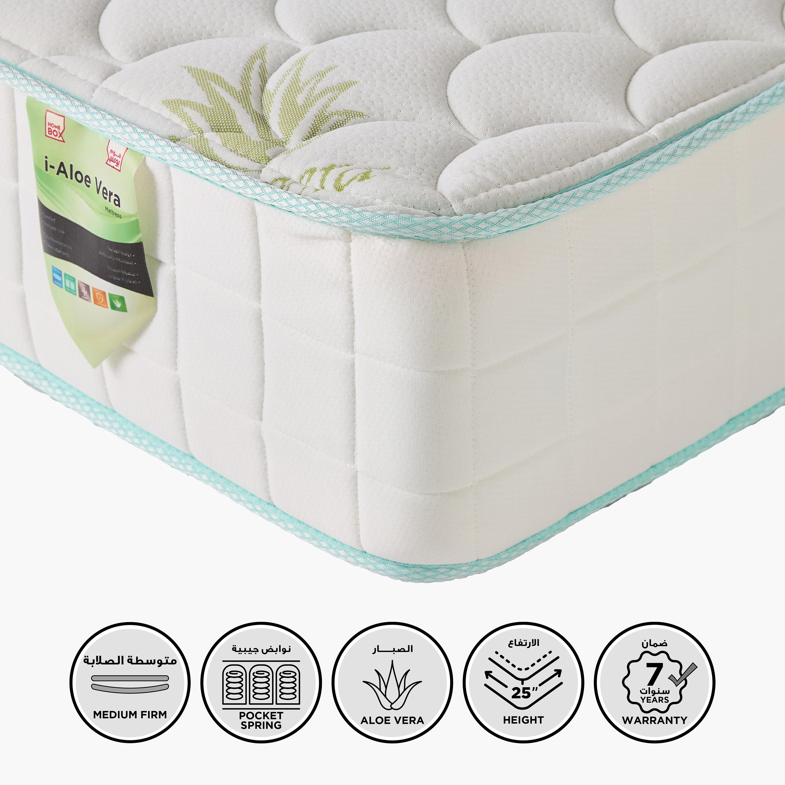 مرتبة فردية بنوابض جيبية متوسطة الصلابة من سليب نست آي ألو فيرا - 90x190x25 سم-hbxfurniture-bedroom-mattresses-single-image-1
