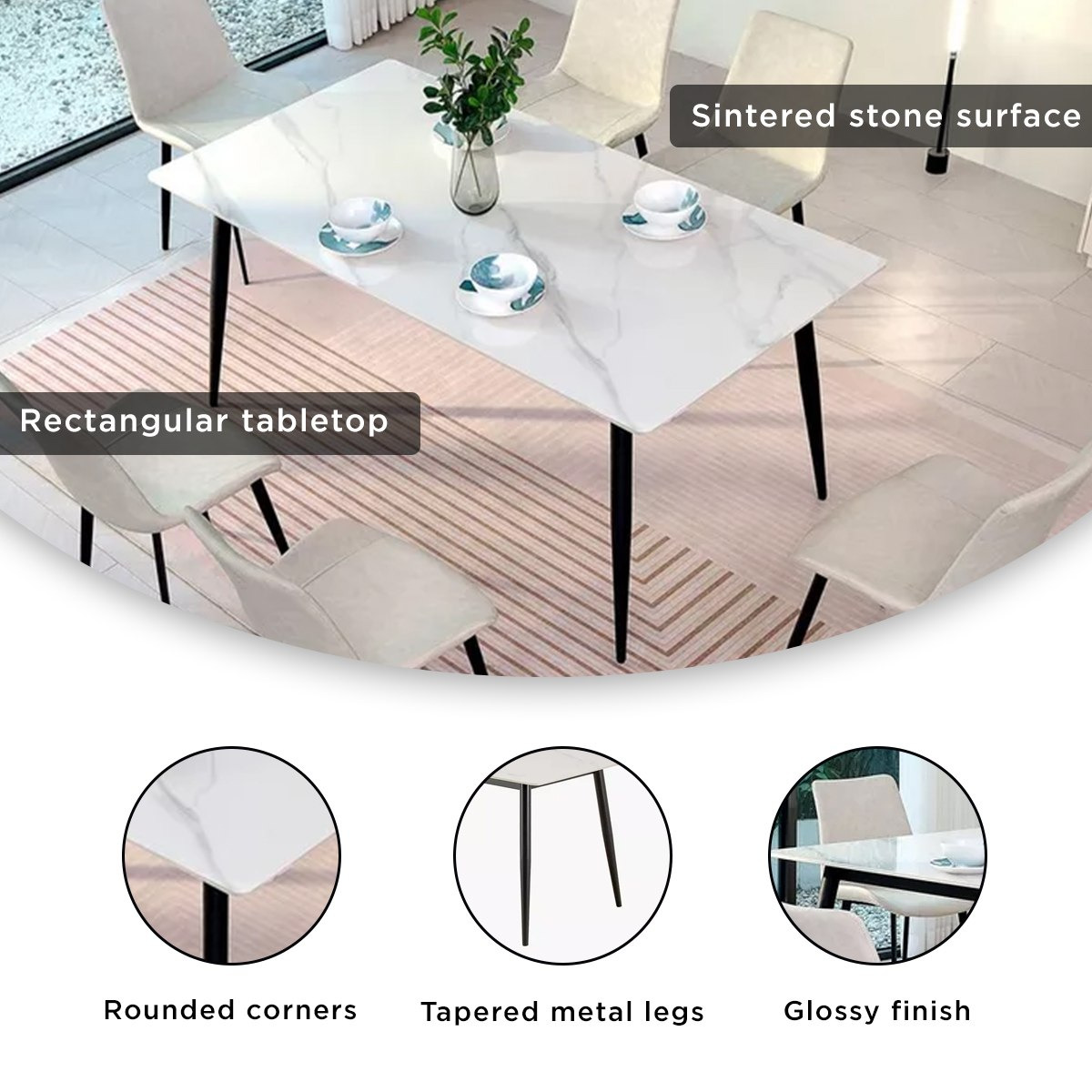 طاولة سفرة 6 مقاعد من الحجر الملبد من مارويل-hbxfurniture-diningtablesandsets-diningsets-sixseater-image-4