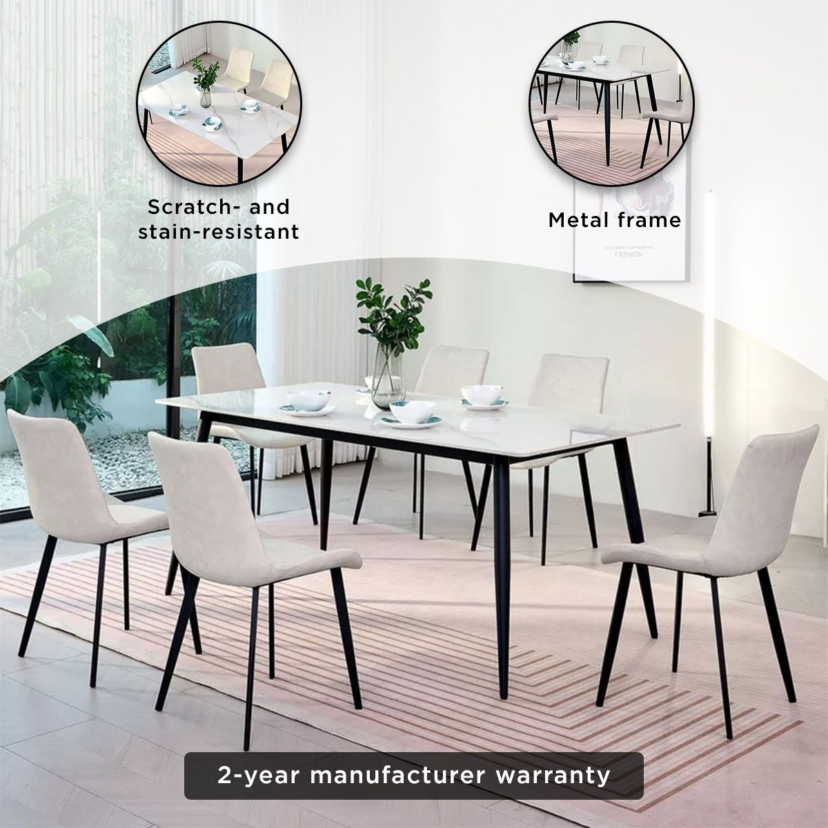 طاولة سفرة 6 مقاعد من الحجر الملبد من مارويل-hbxfurniture-diningtablesandsets-diningsets-sixseater-image-6