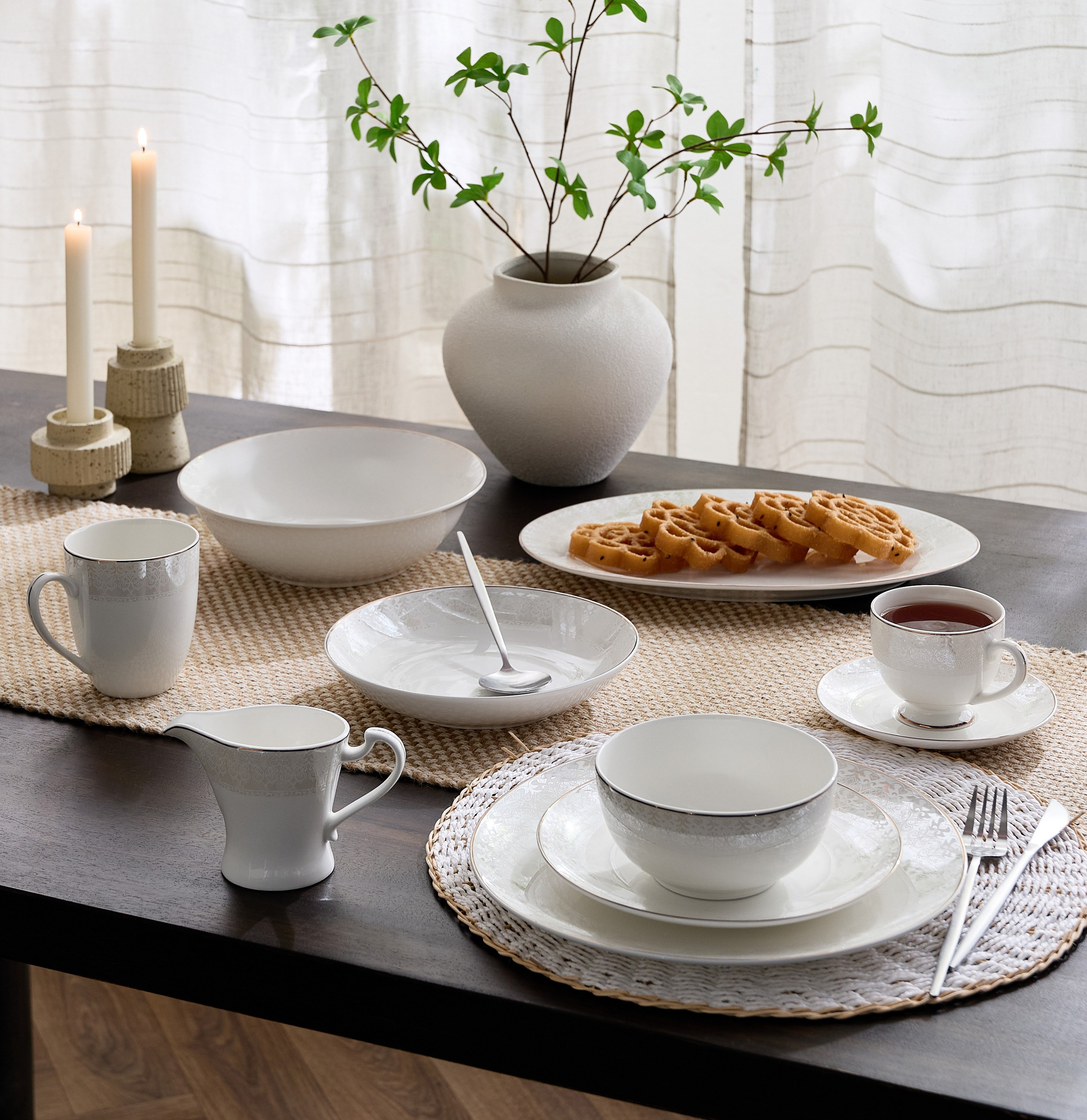 Sandra New Bone China Dinner Plate - 27 cm-hbxdecorandfurnishings-tabletop-crockery-image-4