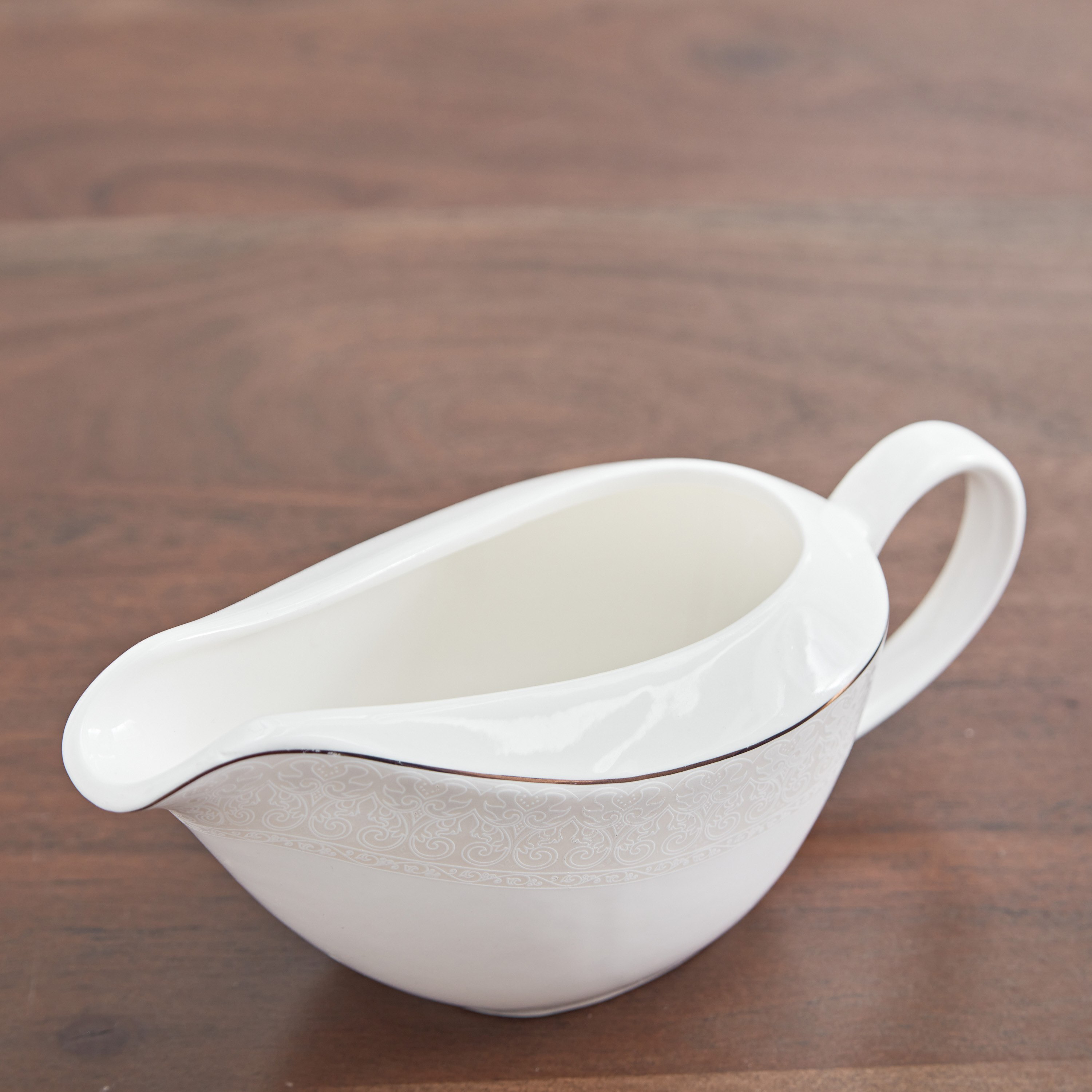 Sandra New Bone China Gravy Boat and Saucer - 400 ml-hbxdecorandfurnishings-tabletop-serveware-image-2