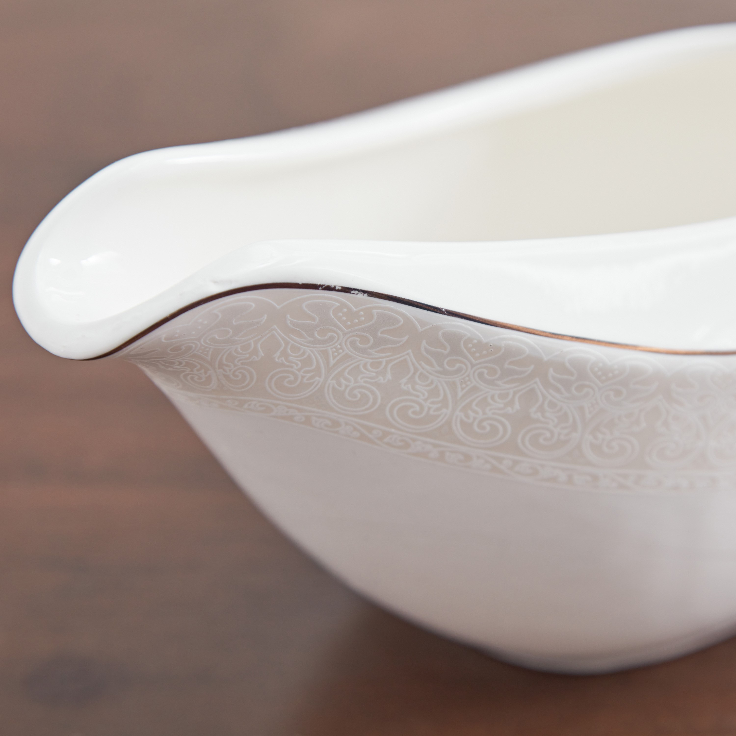 Sandra New Bone China Gravy Boat and Saucer - 400 ml-hbxdecorandfurnishings-tabletop-serveware-image-3