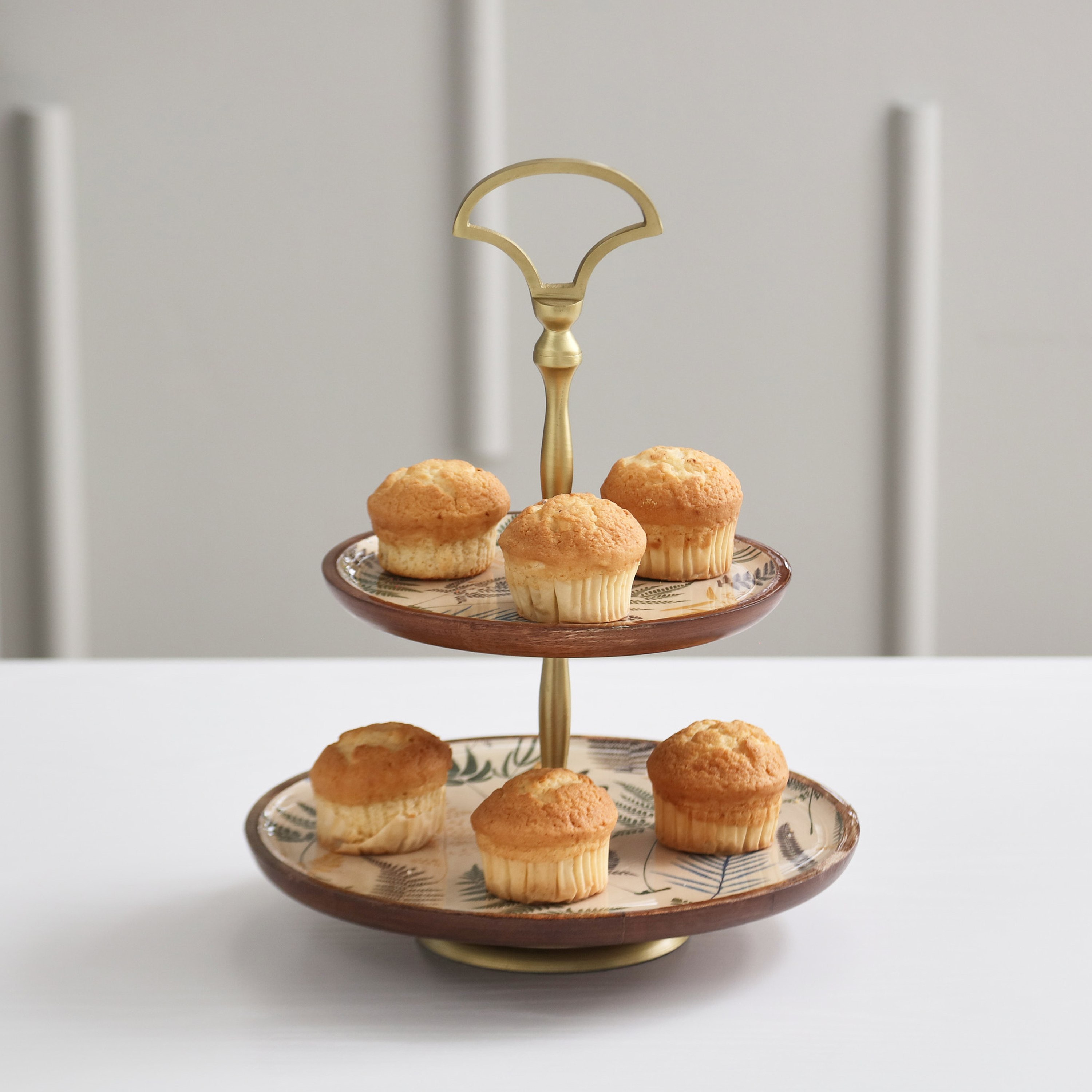 حامل كيك خشب طابقين من بوتانيكا-hbxdecorandfurnishings-tabletop-serveware-image-1