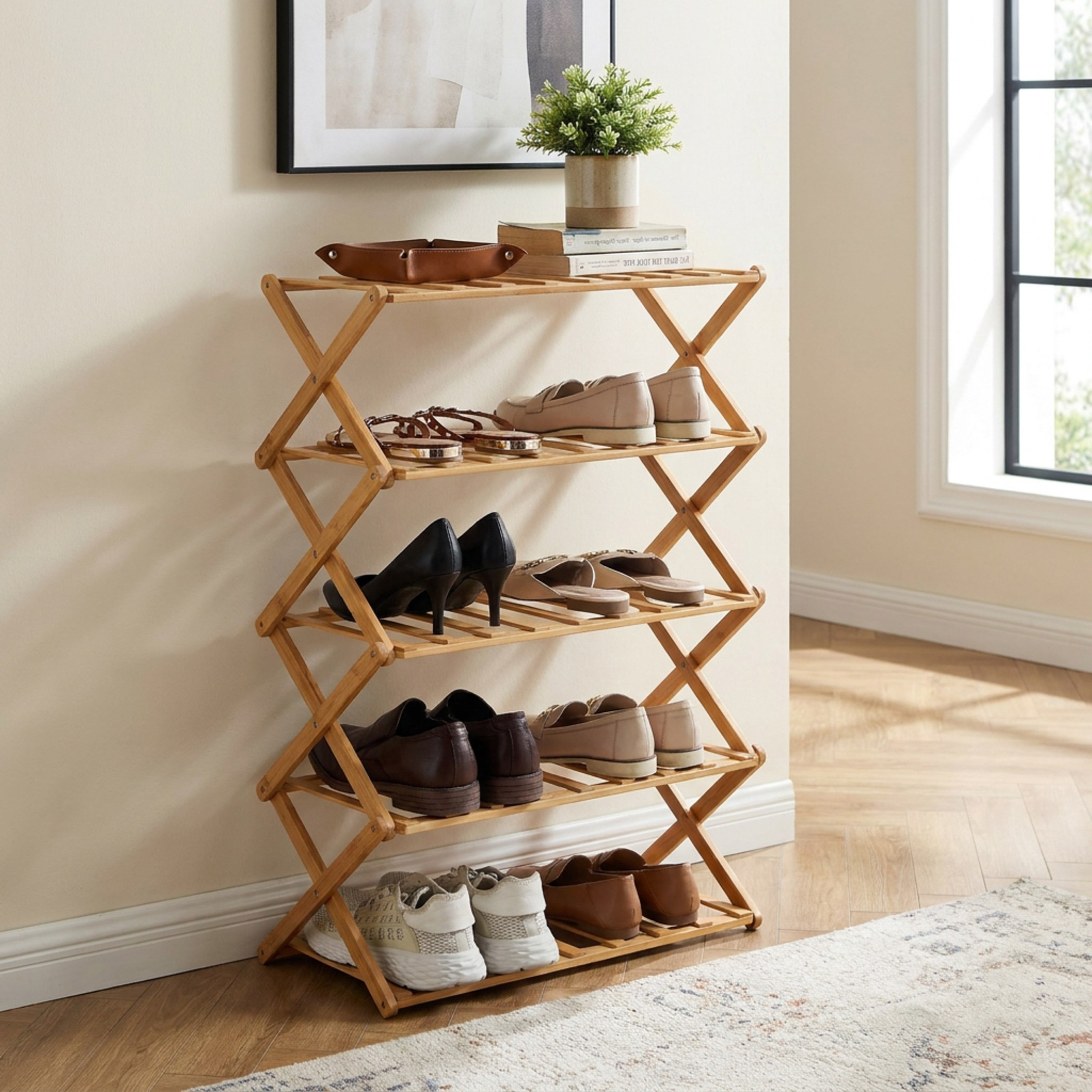 Natura 5-Tier Foldable Shoe Rack-hbxhomeware-hbxbathroom-image-1