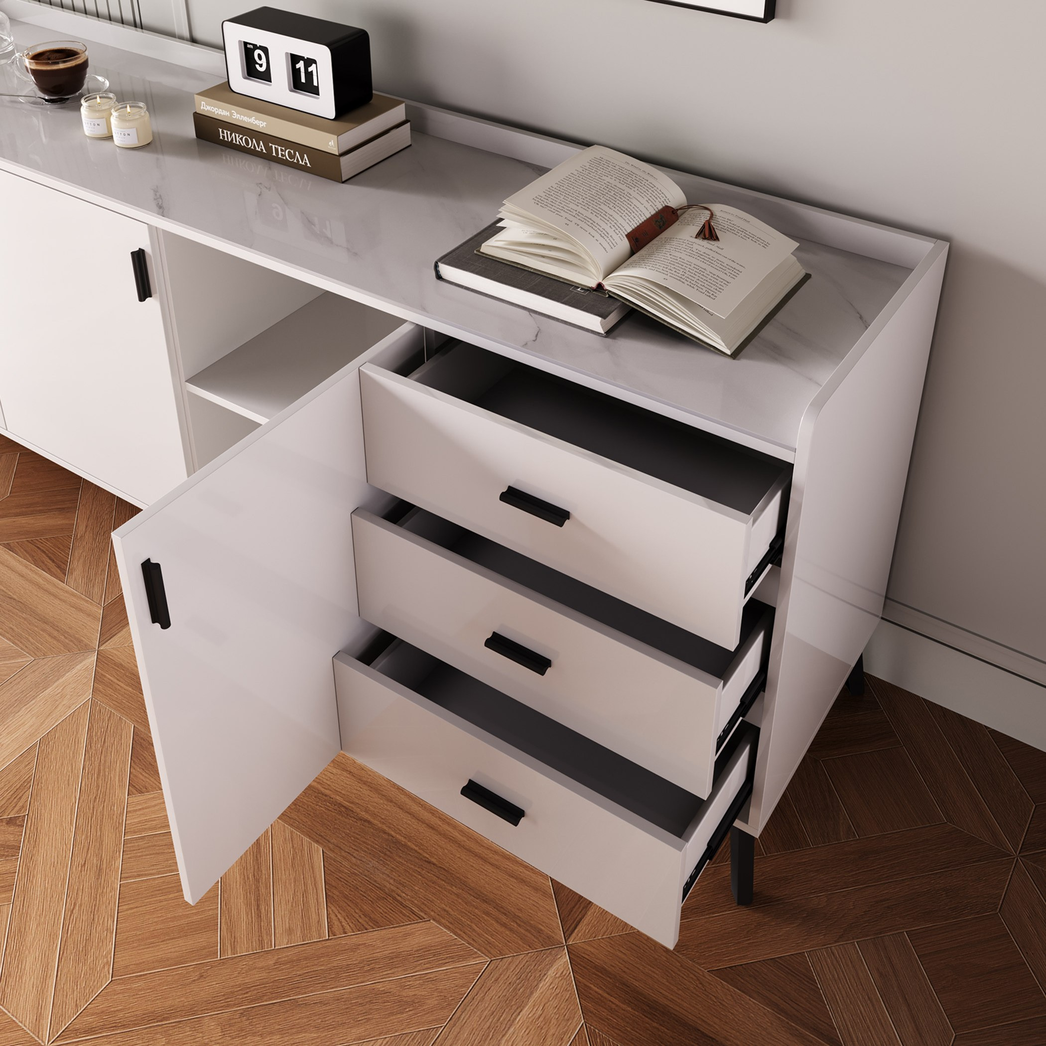 Marwell 2 Metre 3-Door Sintered Stone Top Large Sideboard with 3 Drawers-hbxfurniture-diningroom-buffetsandsideboards-image-3