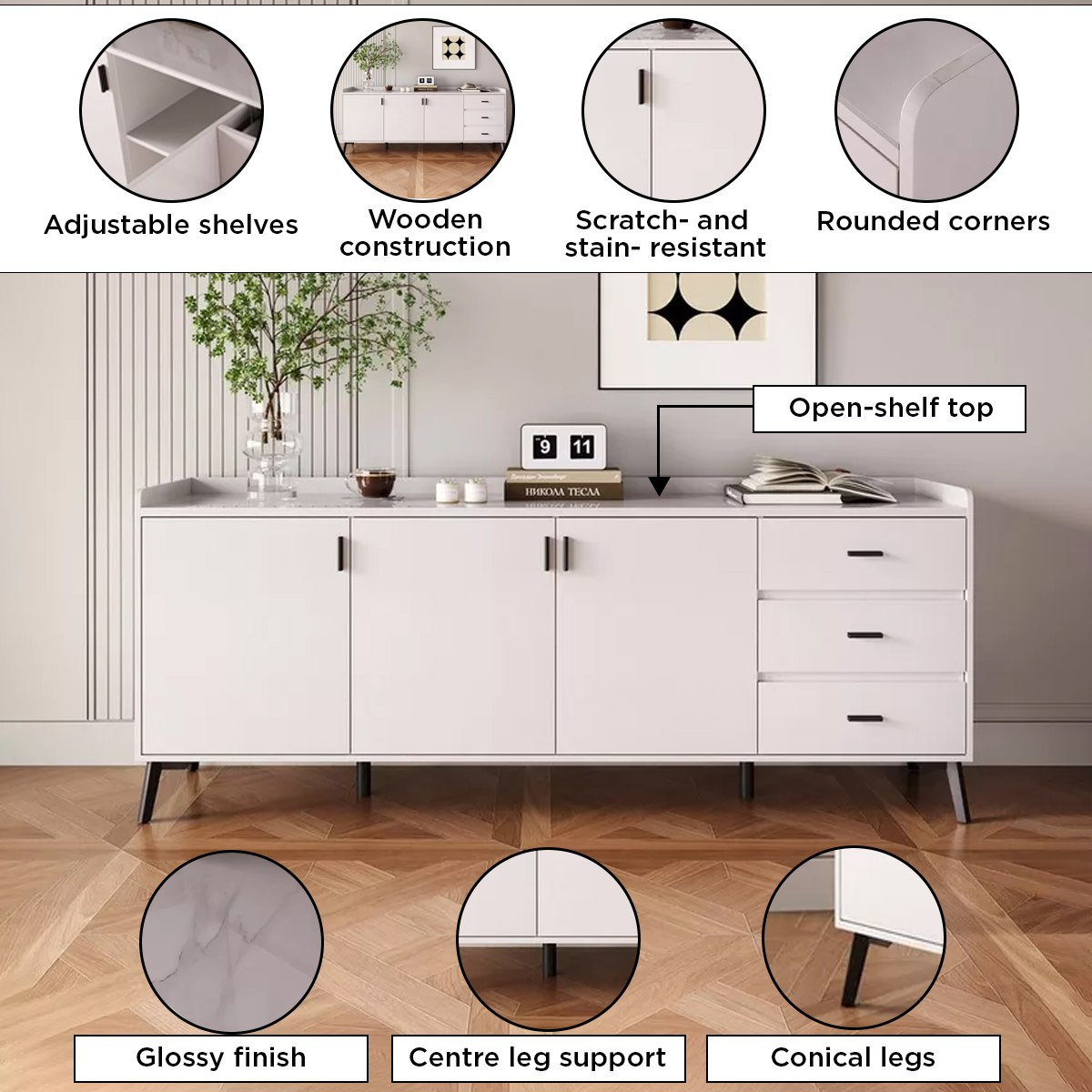 Marwell 2 Metre 3-Door Sintered Stone Top Large Sideboard with 3 Drawers-hbxfurniture-diningroom-buffetsandsideboards-image-4