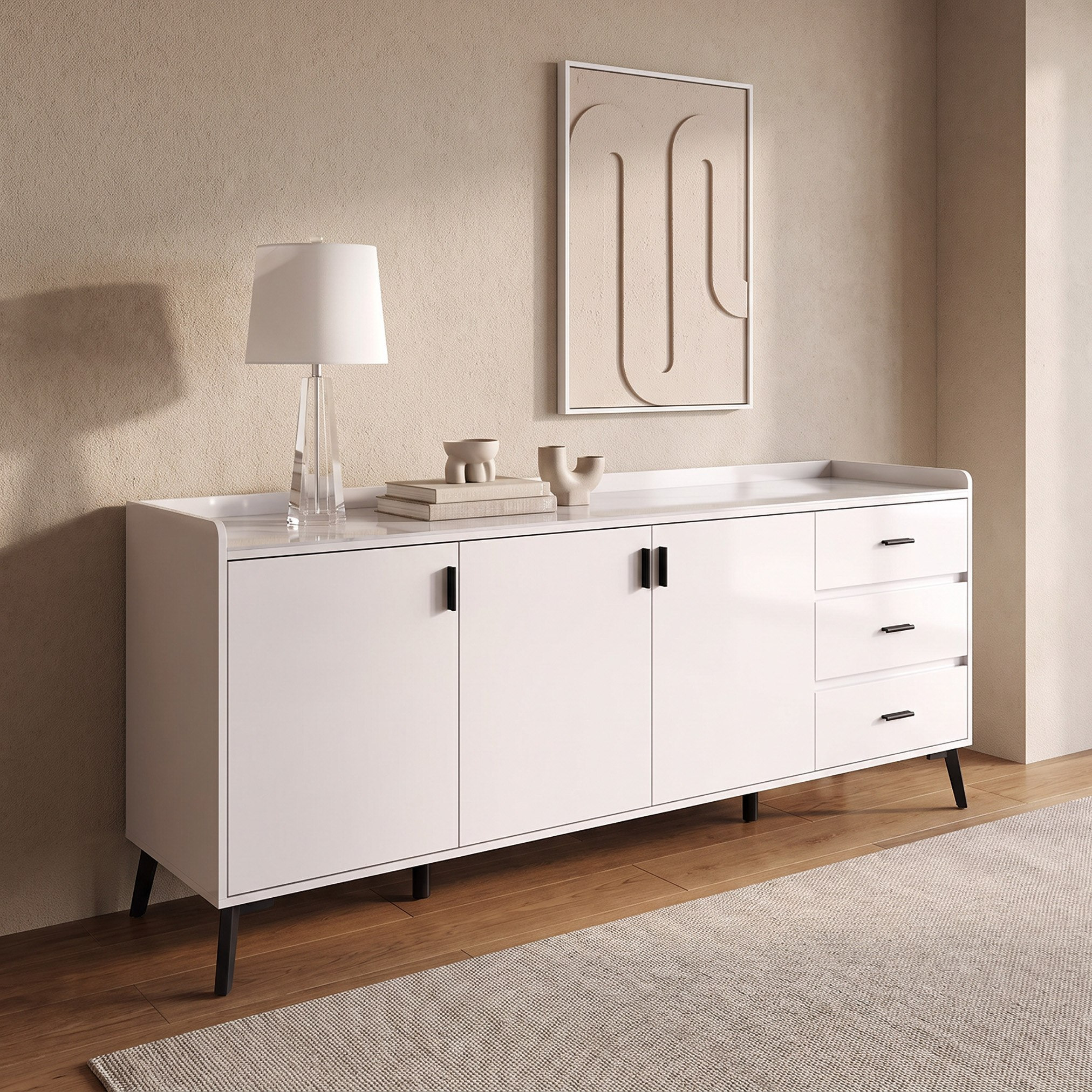 Marwell 2 Metre 3-Door Sintered Stone Top Large Sideboard with 3 Drawers-hbxfurniture-diningroom-buffetsandsideboards-image-1
