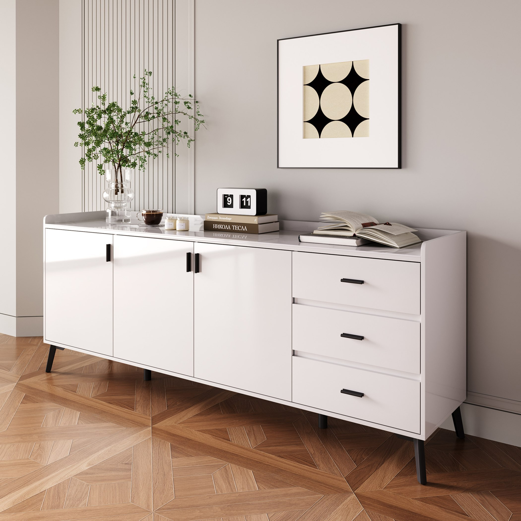 Marwell 2 Metre 3-Door Sintered Stone Top Large Sideboard with 3 Drawers-hbxfurniture-diningroom-buffetsandsideboards-image-2