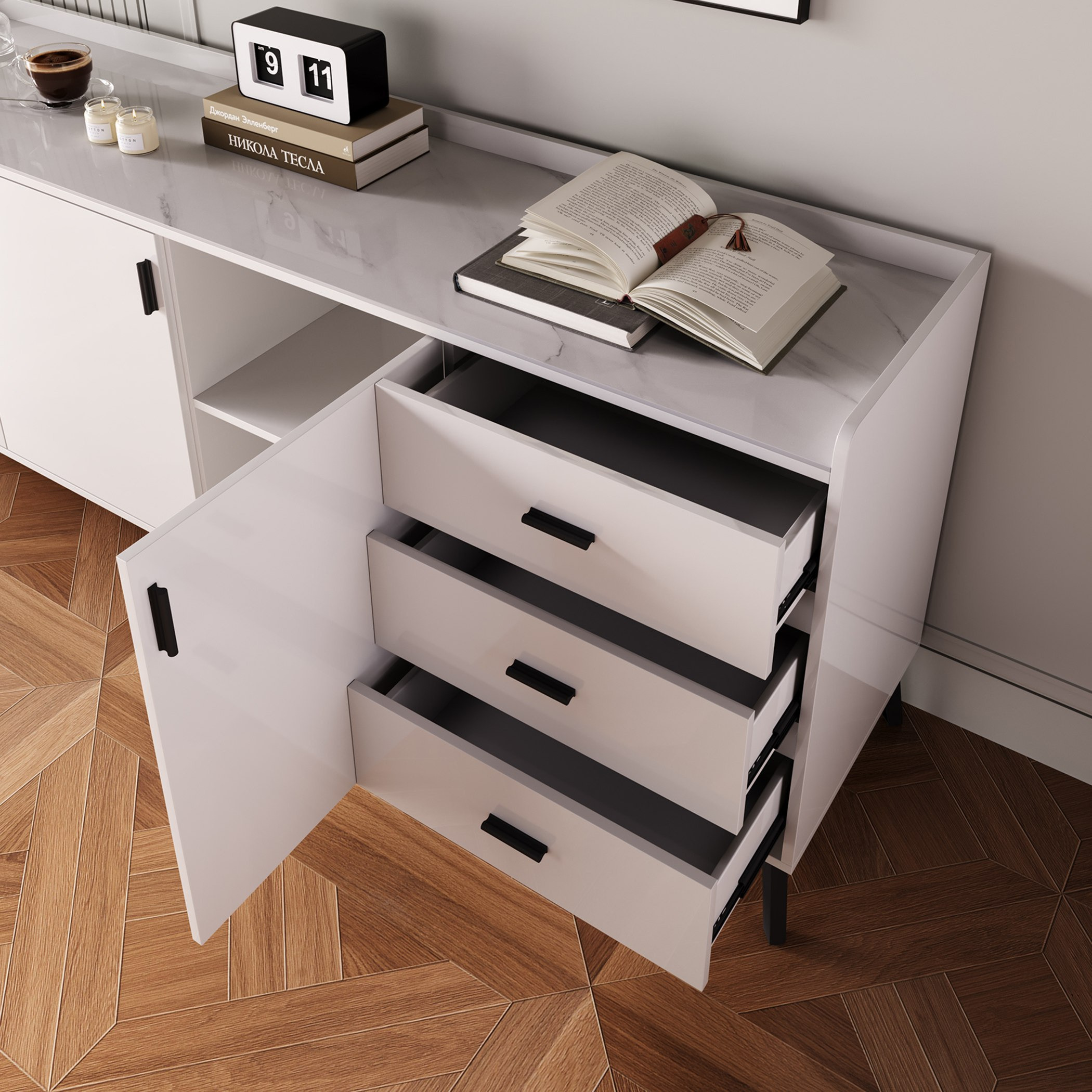 Marwell 2 Metre 3-Door Sintered Stone Top Large Sideboard with 3 Drawers-hbxfurniture-diningroom-buffetsandsideboards-image-4