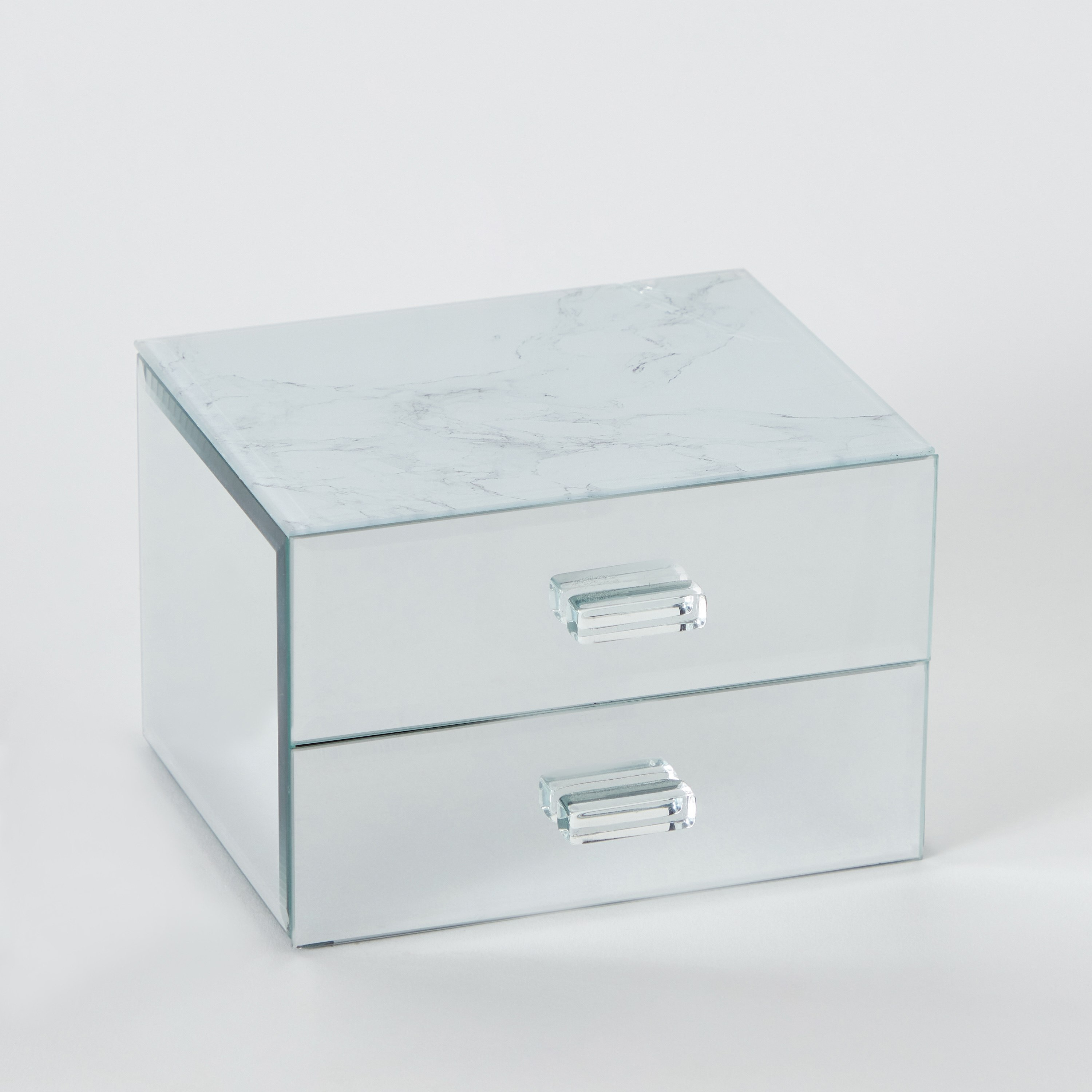 صندوق مجوهرات زجاج بتشطيب ميتاليك ودرجين من لاماك - 14.8x13x10 سم-hbxbedroom-bedroomaccessories-jewelleryboxesandholders-image-8
