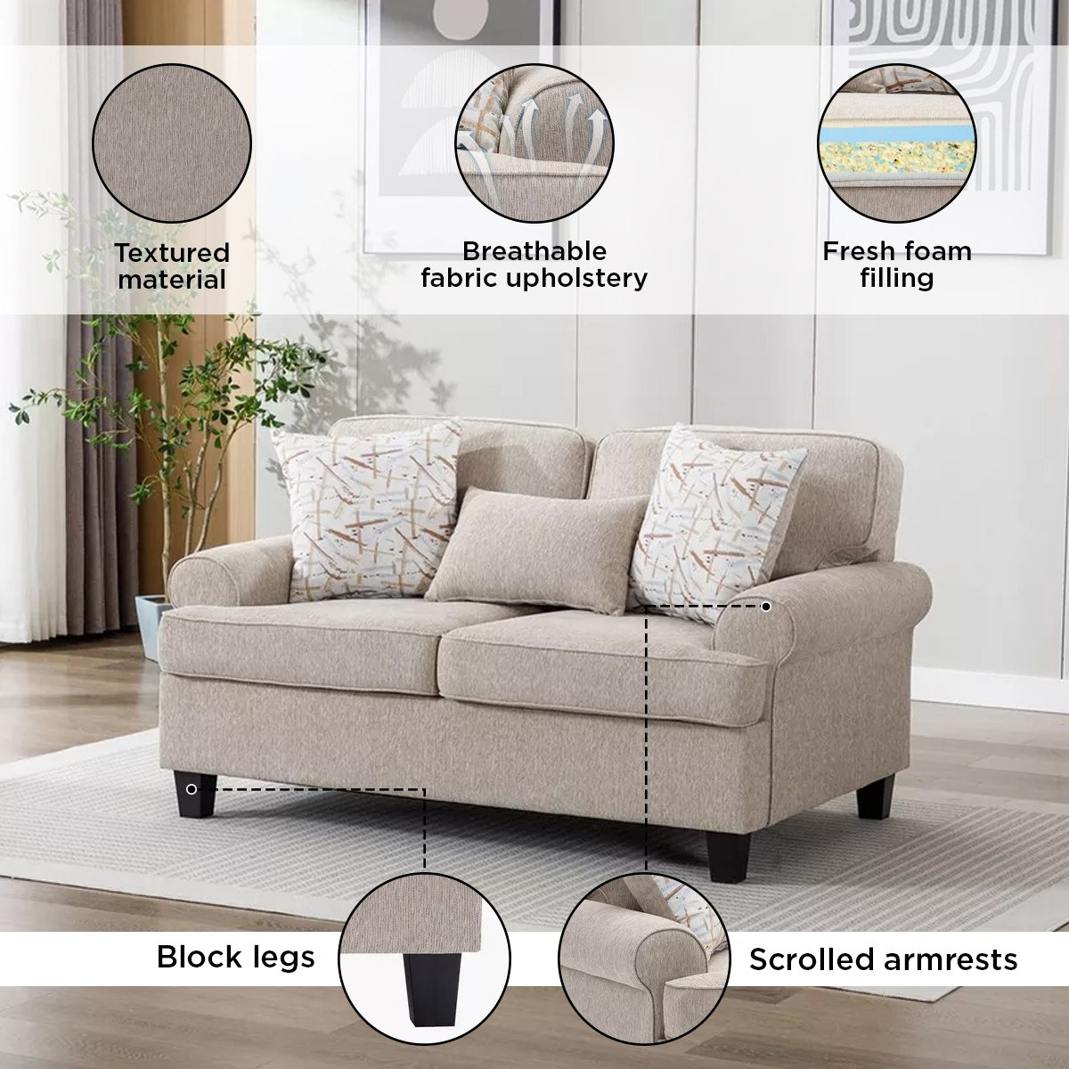Manhattan Cambridge 2-Seater Fabric Sofa with 3 Throw Cushions-hbxlivingroom-sofasandarmchairs-sofas-image-4