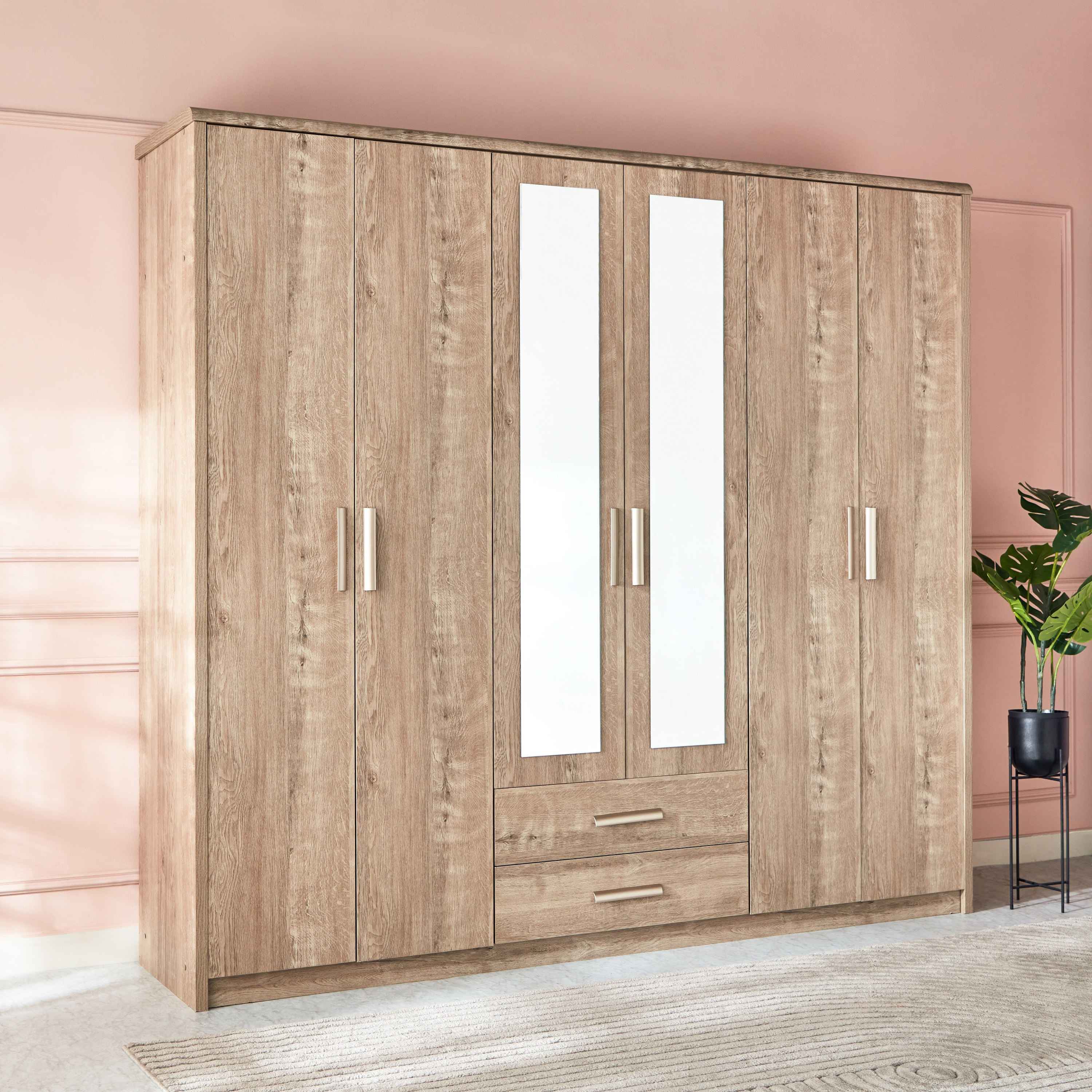 Curvy 6-Door Wardrobe with 2 Drawers-hbxfurniture-wardrobes-image-2