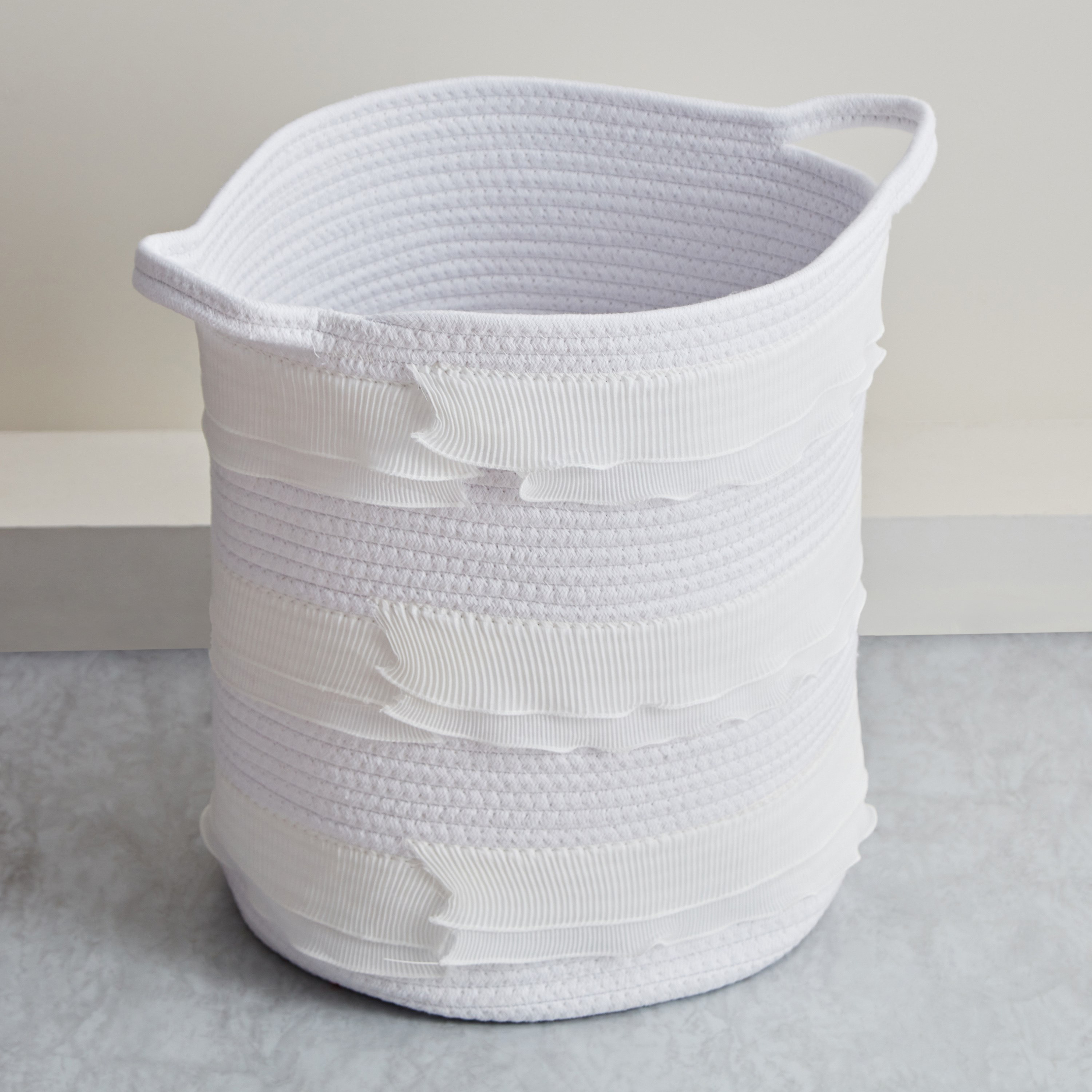 سلة غسيل مستديرة من الحبال القطنية من لورين - 35x40 سم-hbxbathroom-bathroomstorage-laundryhampers-image-2