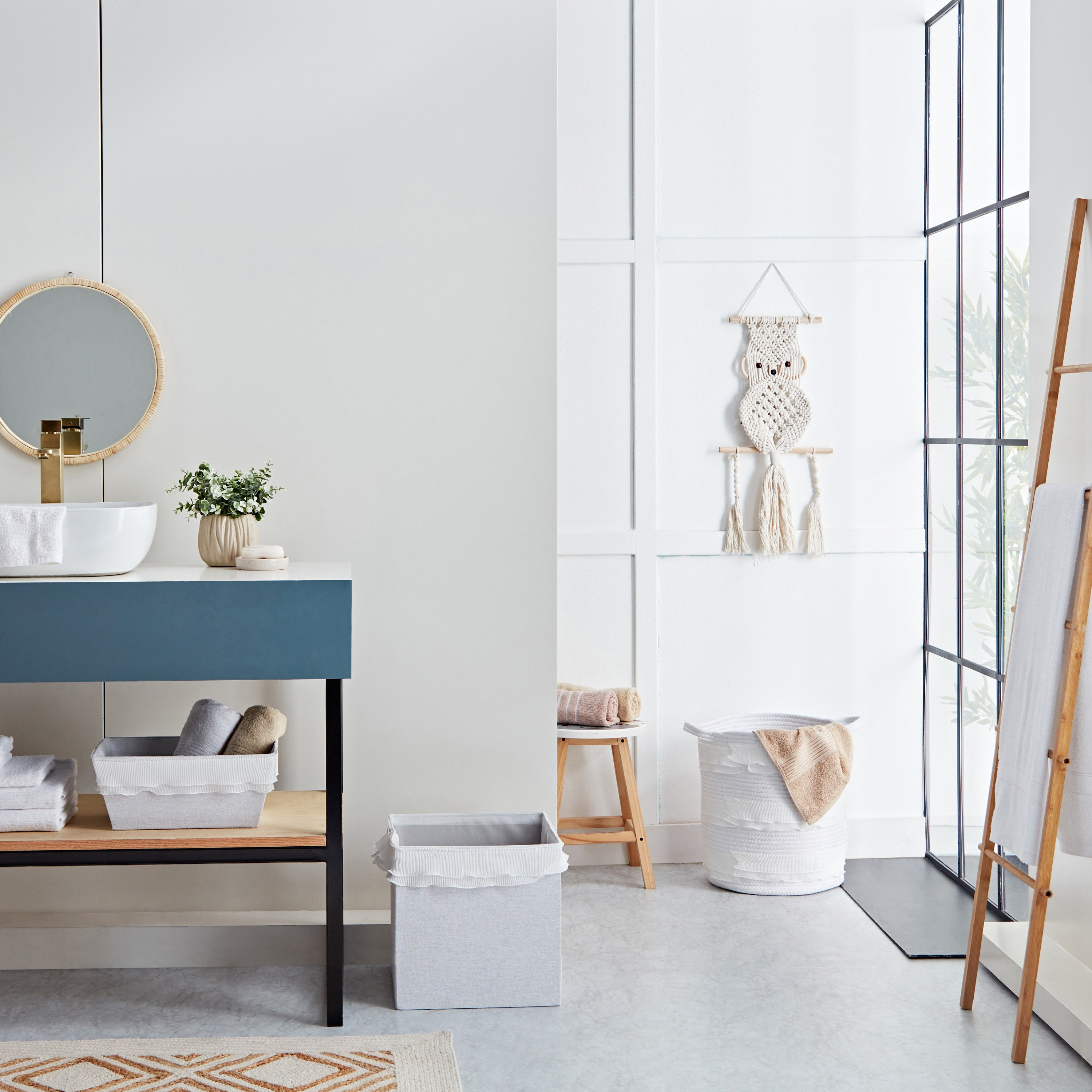 سلة غسيل مستديرة من الحبال القطنية من لورين - 35x40 سم-hbxbathroom-bathroomstorage-laundryhampers-image-4