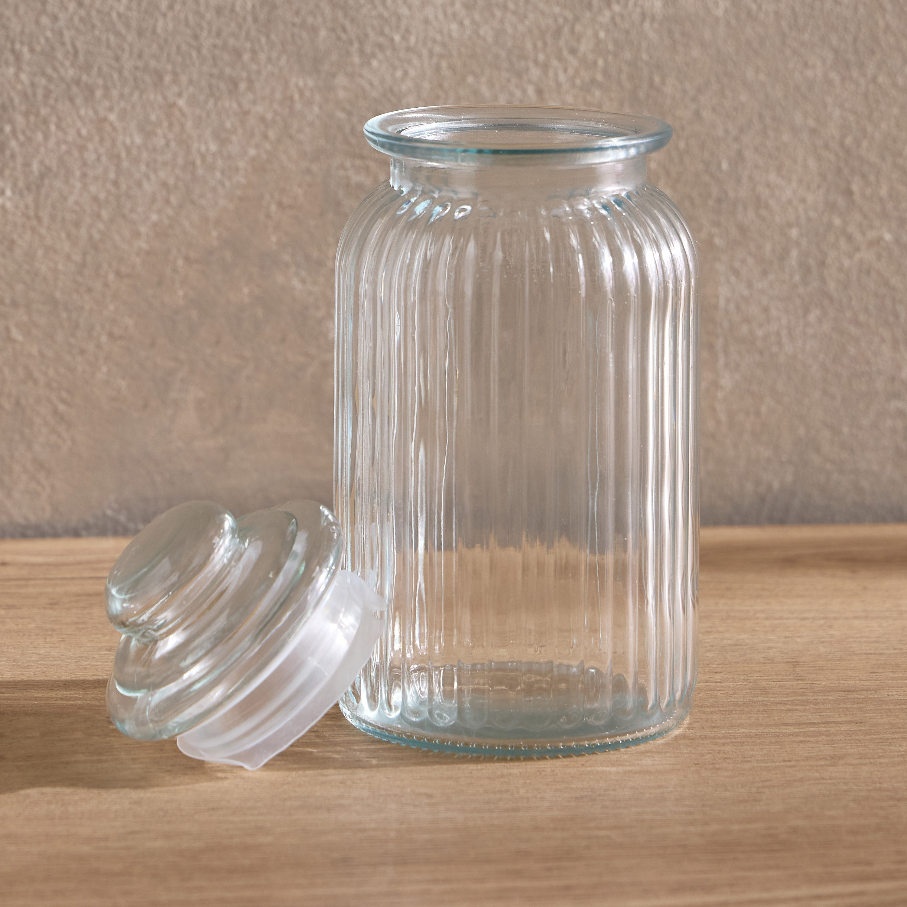 Essential Ribbed Glass Jar - 1.2 L-hbxhomeware-hbxkitchen-image-2