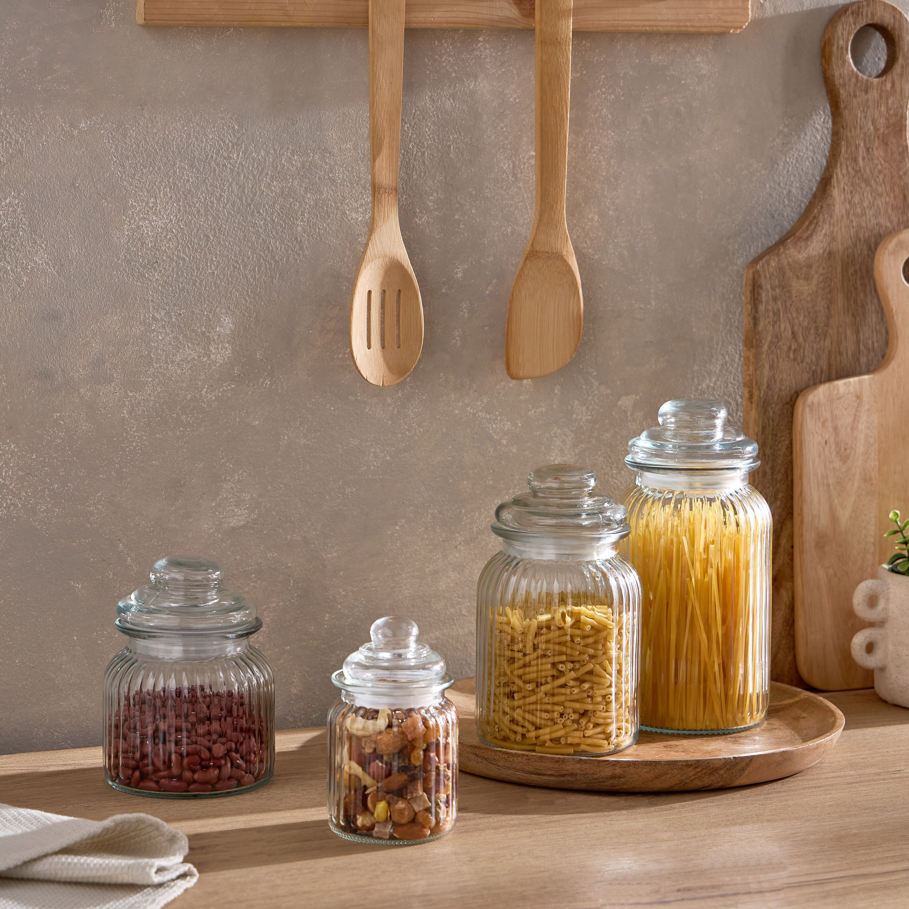 Essential Ribbed Glass Jar - 1.2 L-hbxhomeware-hbxkitchen-image-4